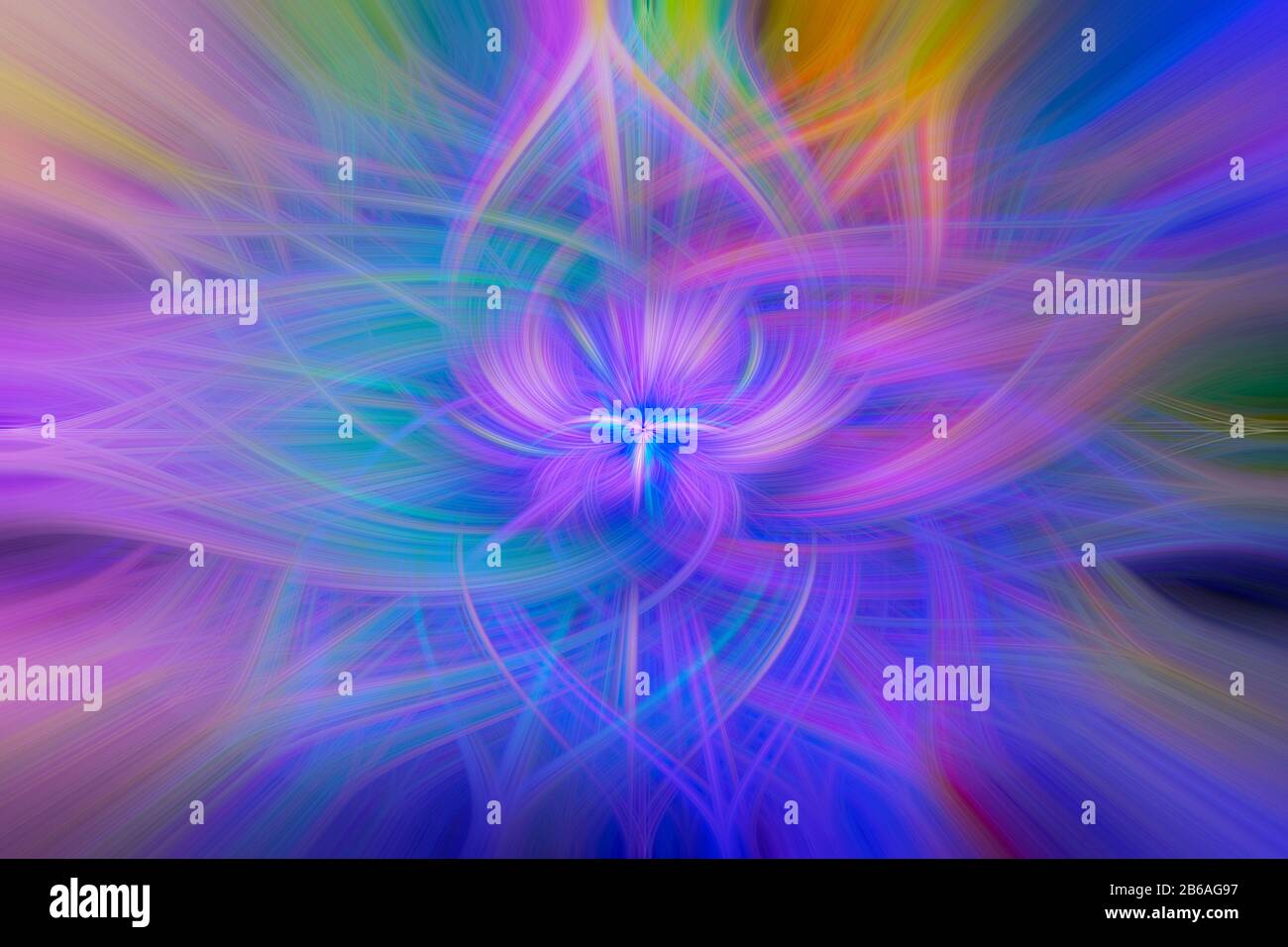 Illustration d'arrière-plan abstrait multicolore d'un design futuriste de fleurs d'art fractal généré par ordinateur. Banque D'Images