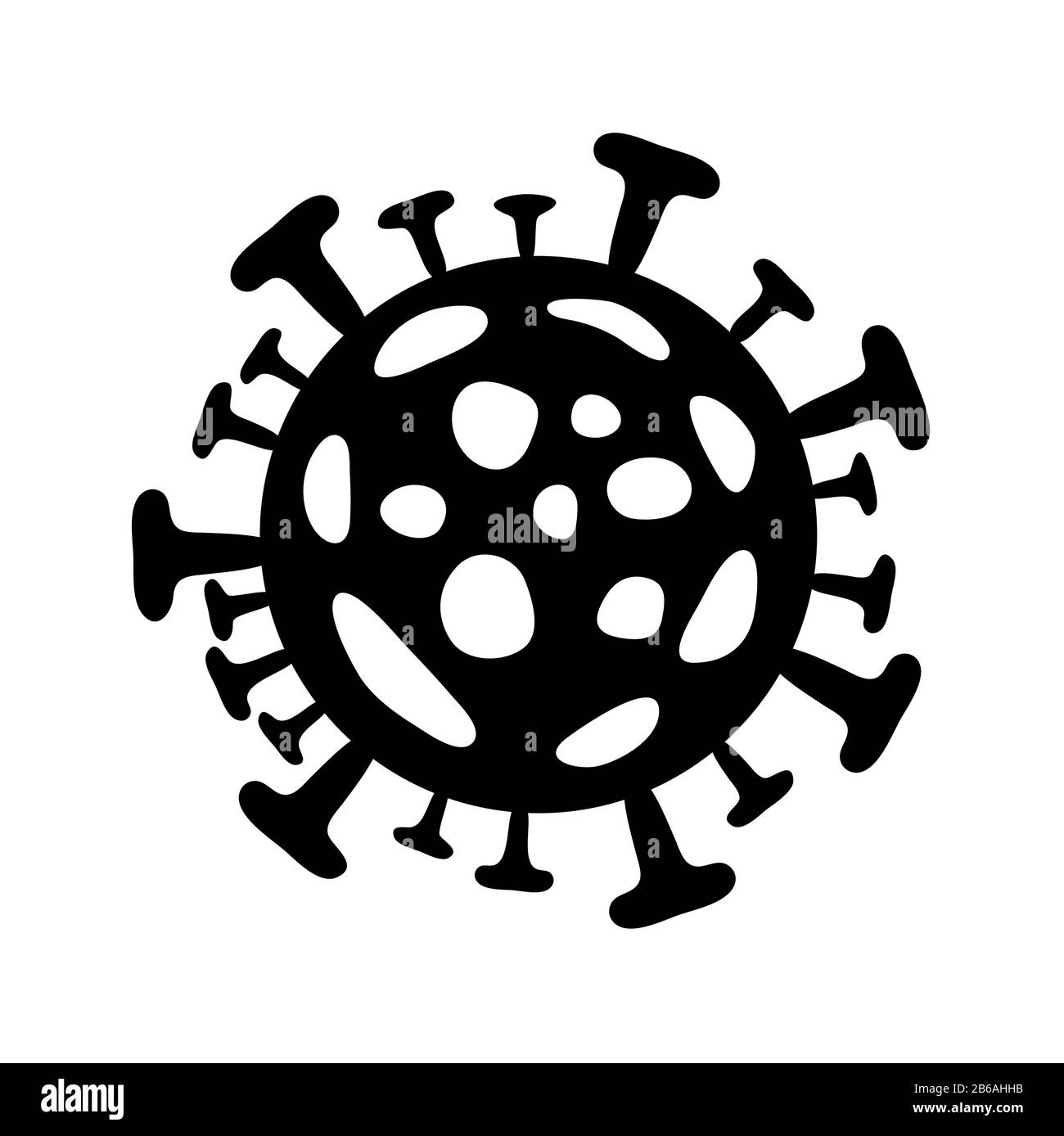 Icône coronavirus. Logo vectoriel 2019-ncov, virus pandémique noir plat Illustration de Vecteur