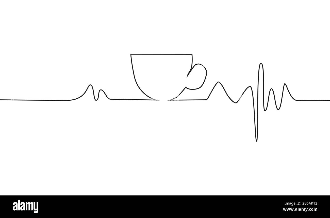 tasse à café sur cardiogramme, illustration sur fond blanc Illustration de Vecteur