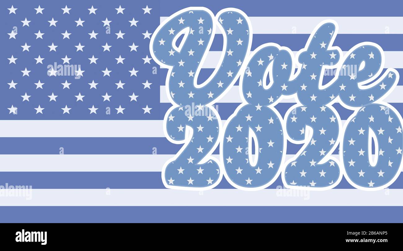 Élection présidentielle 2020 authentique bloc de couleurs denim bleu américain drapeau typographie Voter 2020 pour démocratique primaire et le jour de l'élection Banque D'Images