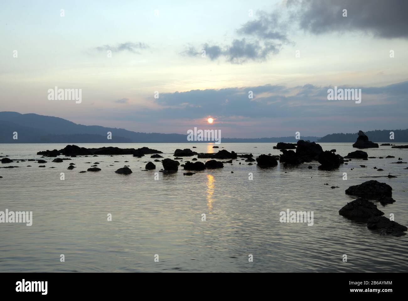 Coucher De Soleil À Port Blair Banque D'Images