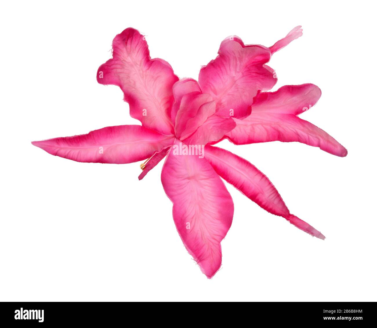 Broche fleur en tissu rose. Couper l'image en blanc. Banque D'Images