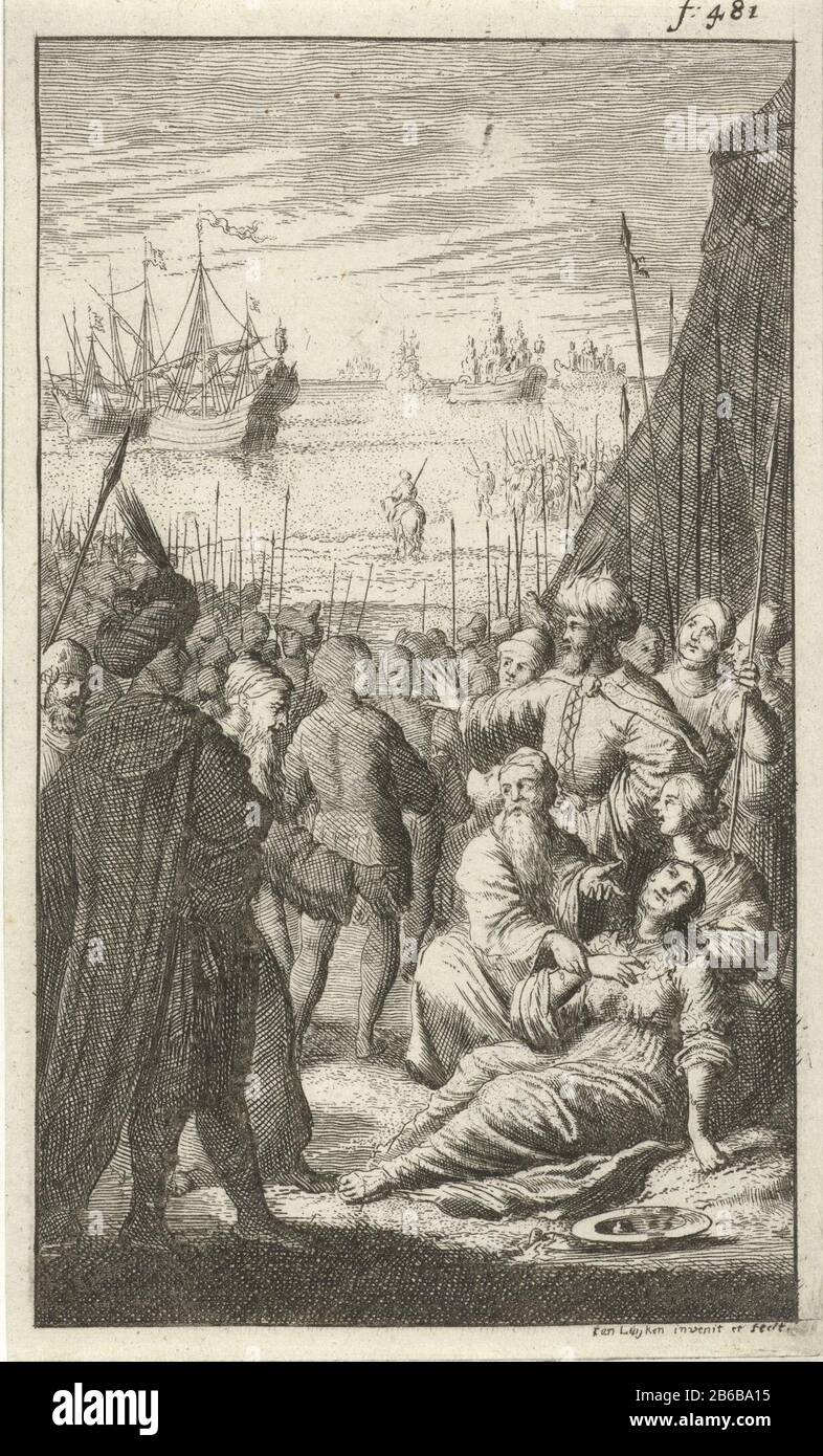 Argenis peintures droit d'impression libellé: F: 481 . Fabricant : printmaker Jan Luyken (bâtiment classé) dans son dessin: Jan Luyken (bâtiment classé) éditeur: Jan Claesz ten Hoor Lieu de fabrication: Amsterdam Date: 1680 Caractéristiques physiques: Matière de gravure: Technique du papier: Dimensions de gravure: Feuille: H 138 mm × b mmToelieliechtingelicingatie 83 inclus dans la première partie de: Barclay, John. D'Argenis, 2 parties. Amsterdam: Jan Claesz À Hoorn, 1680-1681. Objet : évanouissement, gonflement - BB - sortant ou par Banque D'Images