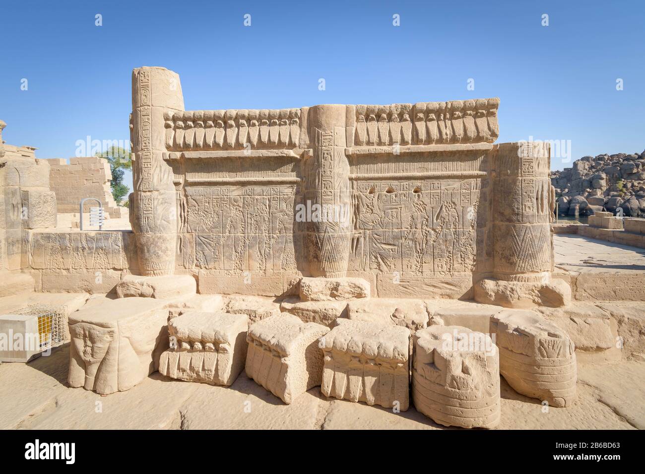 Une partie d'un mur à l'intérieur d'un temple en Egypte Banque D'Images
