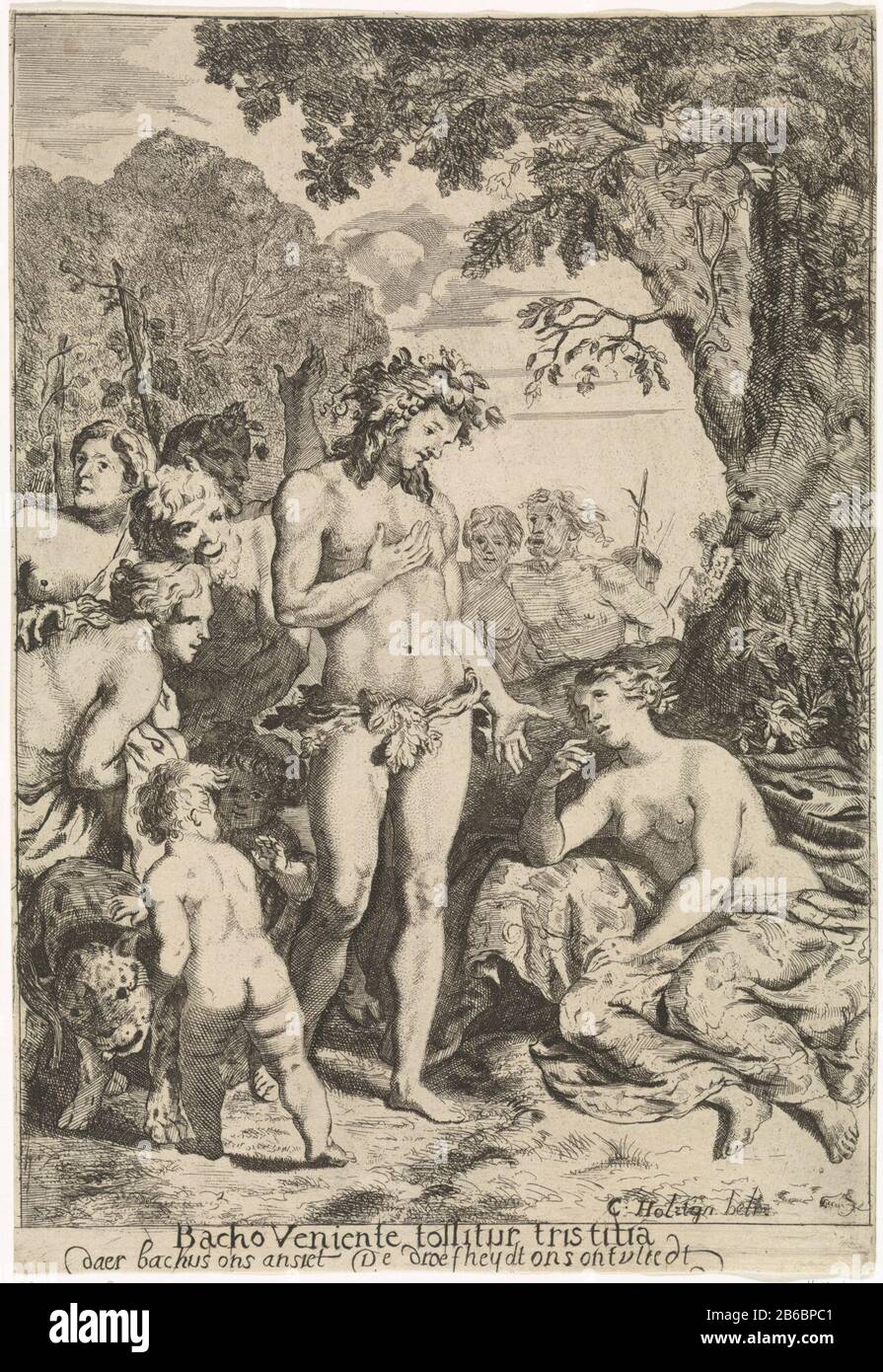 Bacchus et Ariadne, Bacchus Troost, s'éloignant de la dépression (objet titre op) Bacchus, entouré de son entourage, réconfortant Ariadne sur Naxos par Theseus est verlaten. Fabricant : printmaker Cornelis Holsteyn (propriété cotée) Lieu de fabrication: Pays du Nord Pays-Bas Date: 1628 - 1658 Caractéristiques physiques: Matière de gravure: Technique du papier: Dimensions de gravure: Feuille: H 290 mm (coupée à l'image) × 199 b mm Objet: Bacchus trouve Ariadne sur Naxos Banque D'Images