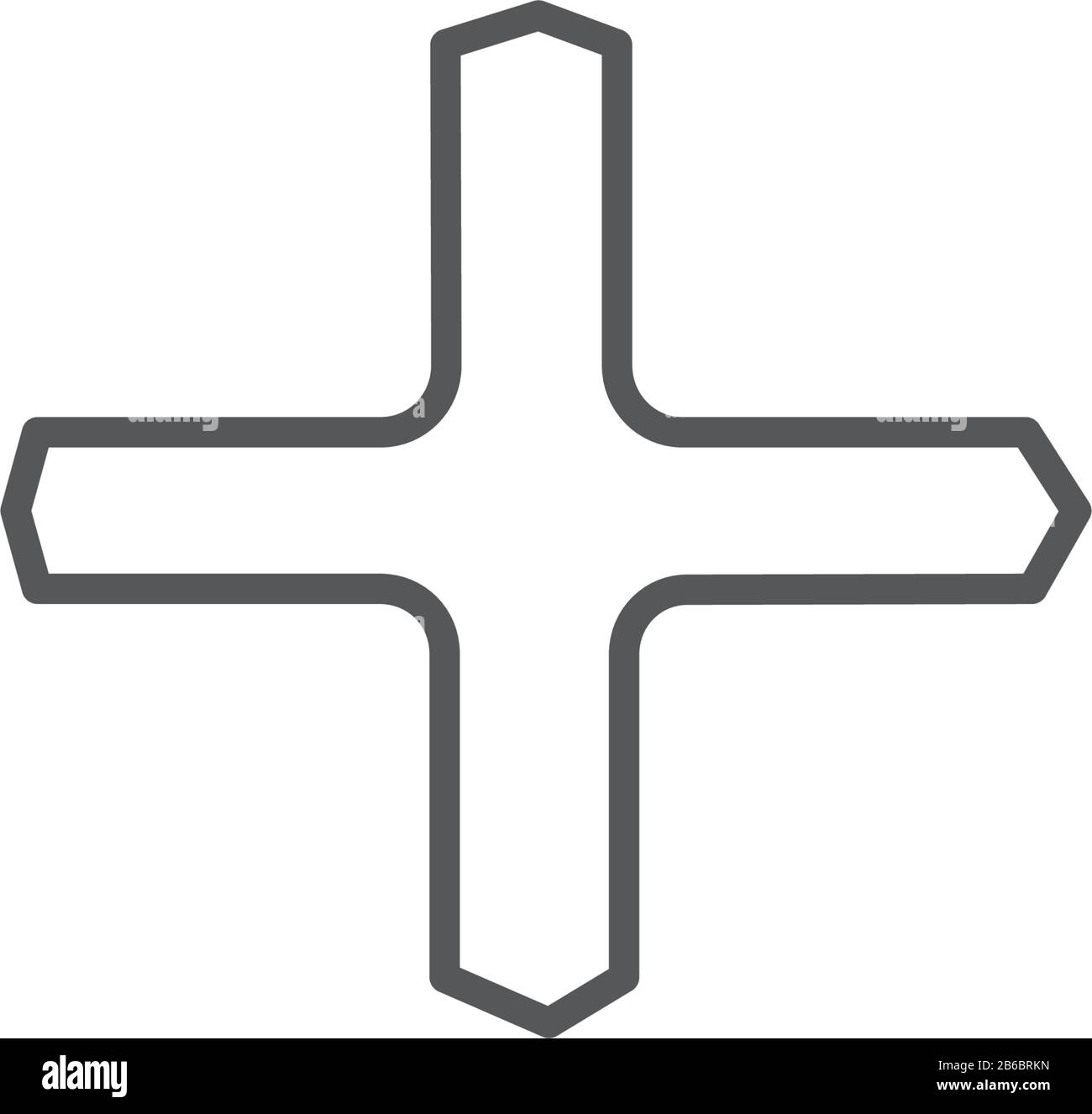 Symboles plus ou croix. Signe croisé linéaire isolé sur un fond blanc. Illustration vectorielle. Illustration de Vecteur