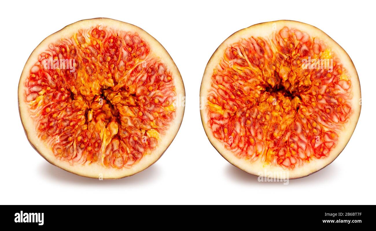 chemin de figues en tranches isolé sur blanc Banque D'Images