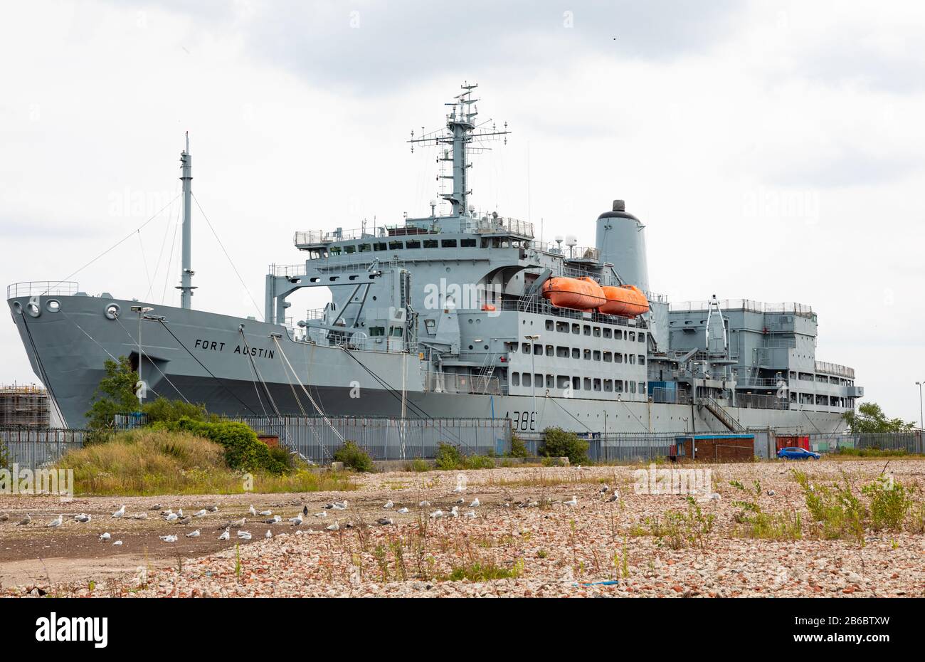 RFA fort Austin amarré au Grand Float de Birkenhead Wirral août 2019 Banque D'Images