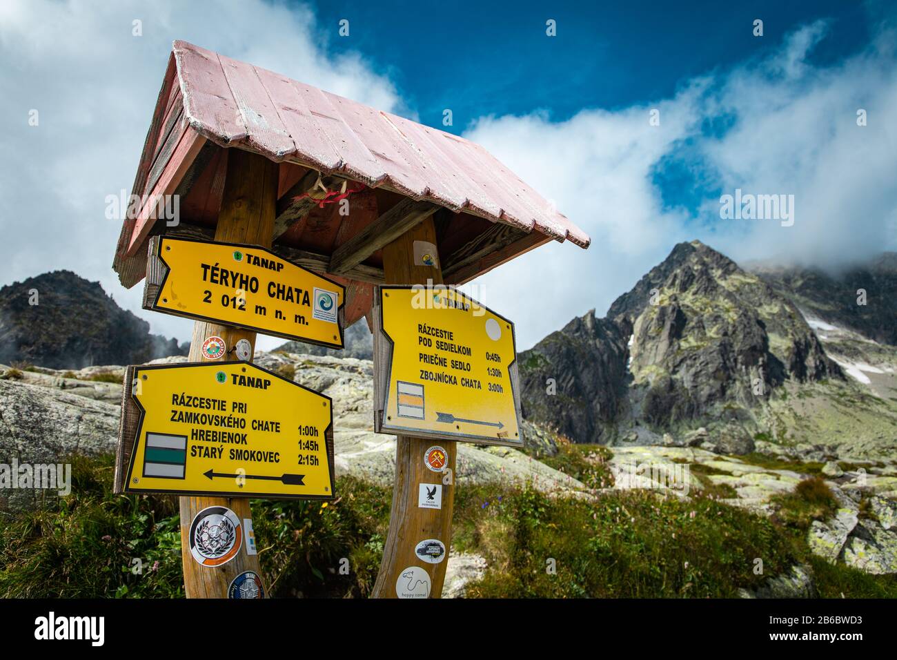 Signe À Teryho Chata Dans High Tatras, Slovaquie Banque D'Images