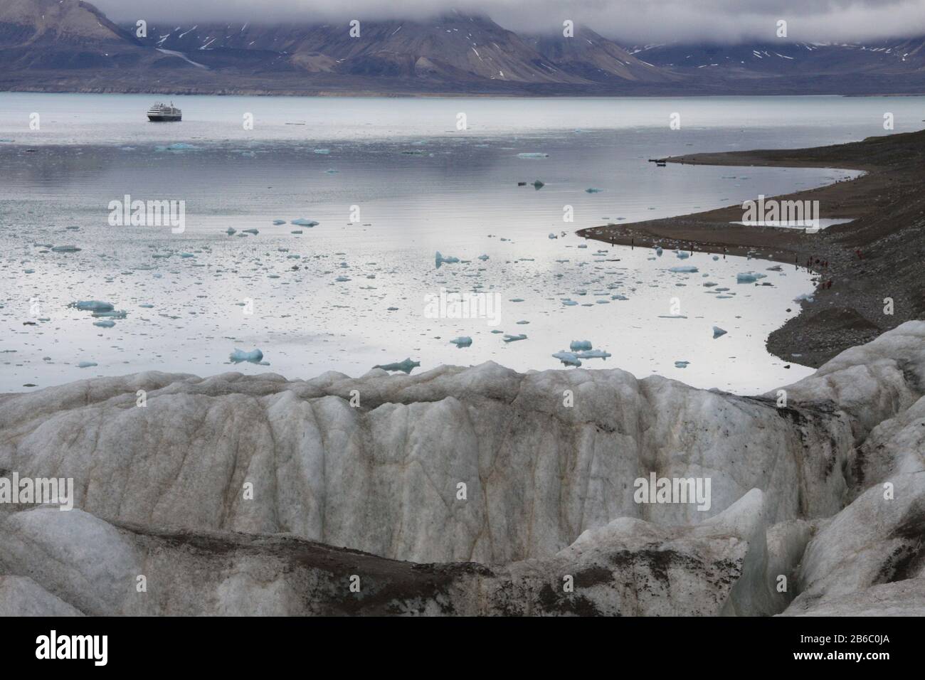 14 Juillet Glacier, Svalbard, Norvège Banque D'Images