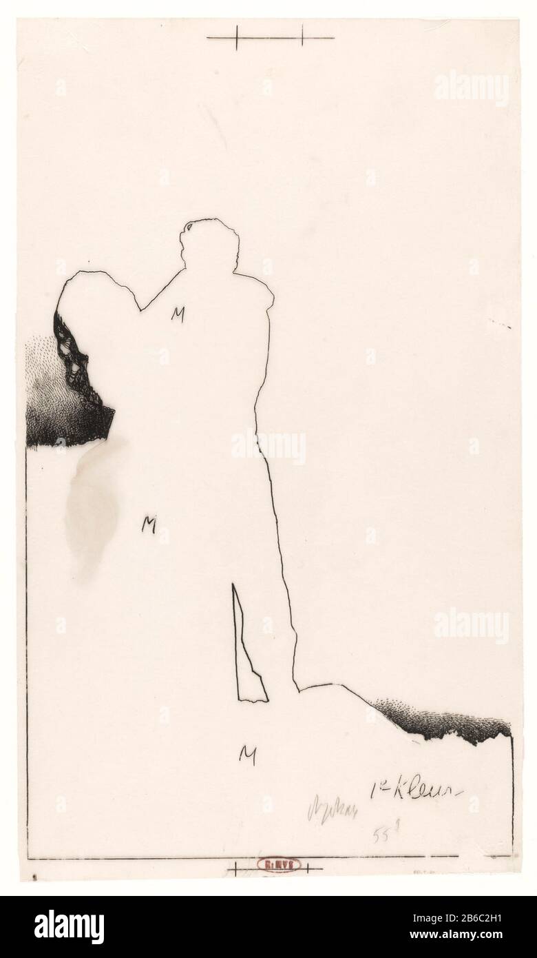 Conception de pneus pour Louis Couperus, des personnes âgées, les choses qui passent Silhouette d'un homme debout et d'une femme, peut-être ensemble omhelzend. Fabricant : artiste: Anonyme date: 1906 - 1970 Caractéristiques physiques: Stylo à encre indienne sur papier transparent matériau: Papier transparent encre indienne technique: Stylo Dimensions: H 363 mm b × 214 mm Objet: (Amoureux) s'embrasser, 'myplegma' Banque D'Images