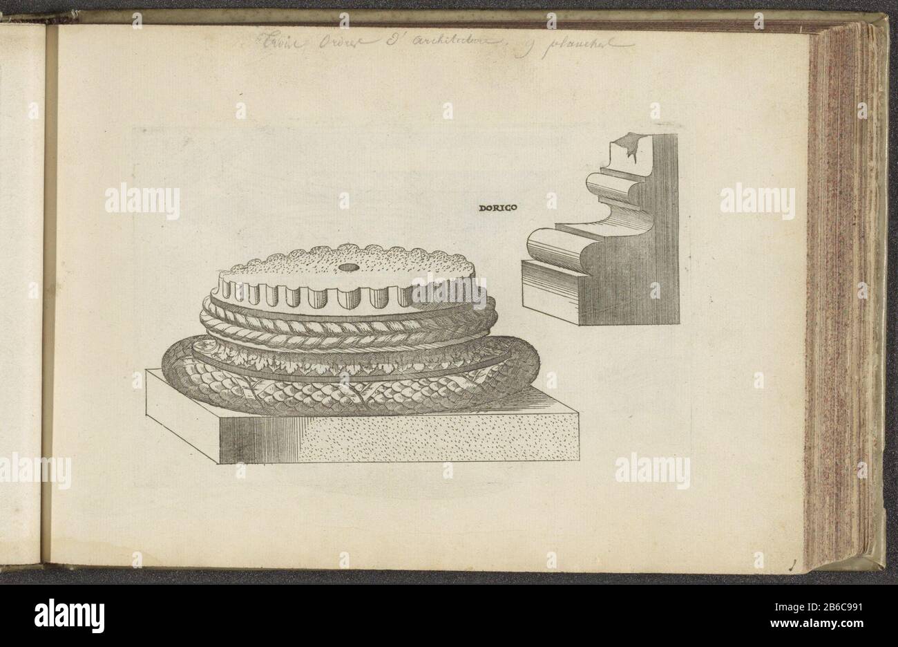 Sous-sol de l'ordre Doric ordres de colonne Dorico (objet titre) (titre de la série) Sous-Sol de l'ordre Doric. Cette impression fait partie d'un album. Fabricant : print maker: Anonyme à un dessin par: Jacques Androuet (attribution rejetée) Date: 1601 - 1651 Caractéristiques physiques: Matière de gravure: Technique du papier: Dimensions de gravure: Bord de la plaque: H 118 mm × W 183 mm Objet: Ordre dorique  droit de l'architecture et des marchés publics Banque D'Images
