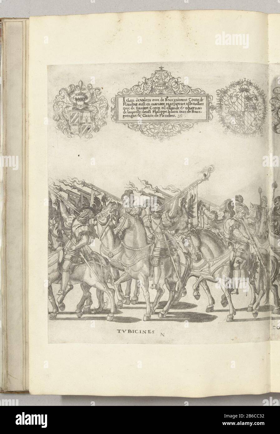 Trompettes plaque N de Charles V Procession avec le Pape à Bologne après avoir courré pour être empereur, 1530 (titre de la série) Bazuinen, plaque N. Charles V Procession avec le pape Clemens VII à Bologne après couronnement à l'impérial, 24 février 1530. Fabricant : print maker: Nicholas High Storage room fabrication: Mechelen Date: 1530 - 1536 Caractéristiques physiques: Matière de gravure: Papier technologie : dimensions de gravure: Papier: H 360 mm × W 295 mmToelichtPrent dans l'album Où: Dans sont collés dans les 40 plaques l'une derrière l'autre le long de la forme frise de la procession de Charles V avec le pape Banque D'Images