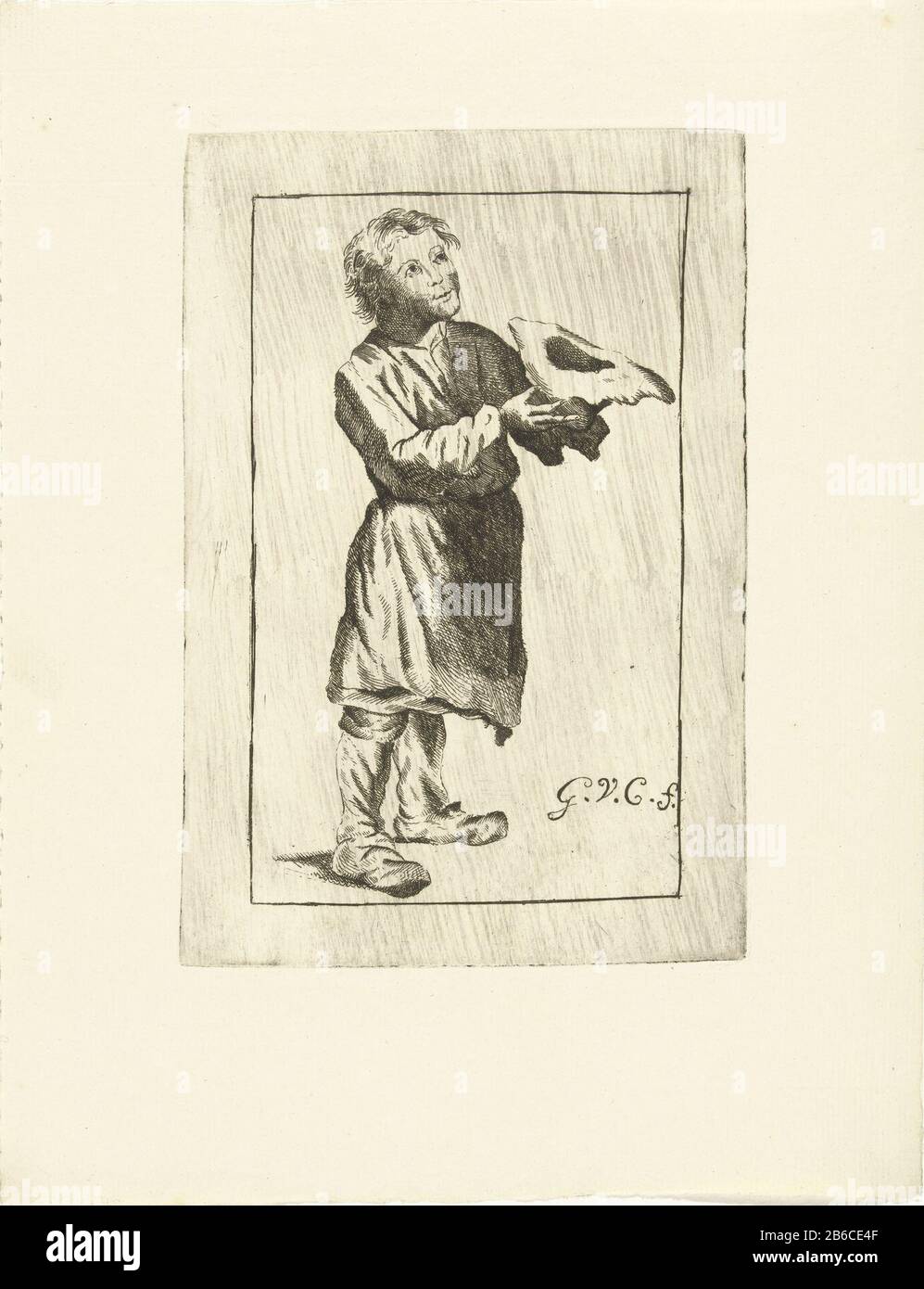 Beggar avec chapeau retourné Beggar avec chapeau retourné type d'objet: Photo Numéro d'article: RP-P-1917-406 Inscriptions / marques: Marque du collectionneur, verso, estampillé: Lugt 2233 Fabricant: Printmaker: G. van Citters (propriété cotée) Lieu de fabrication: Pays-Bas Date: CA. 1750 - env. 1800 Caractéristiques physiques: Gravure de la plaque de ton matériau: Papier technique: Gravure / taille de la plaque de ton: Bord de la plaque: H 193 mm × W 130 mm Objet: Mendiant Banque D'Images