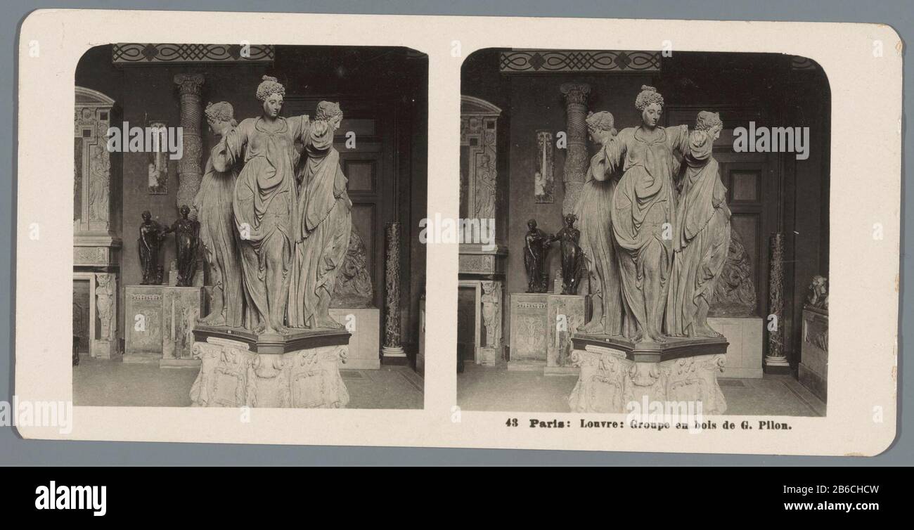 Groupe de sculptures de Germain Pilon au Musée du Louvre à Paris, représentant trois femmes paris: Louvre Groupe en bois de G. Pilon (titre objet) Type de propriété: Stéréo photo Numéro d'article: RP-F 00-8862 Inscriptions / marques: Numéro, recto, imprimé: '40'opschrift, verso, imprimé: Neue Gesellschaft photo A.-G. Steglitz-Berlin 1904.' Fabricant : Photographe: Neue photo Gesellschaft (propriété cotée) Lieu de fabrication: Musée du Louvre Date: 1904 matériau: Carton technique: Gélatine argent dimensions: Milieu secondaire: H 88 mm × W 179 mm Objet: Femme adulte sculpture permanente exhi Banque D'Images