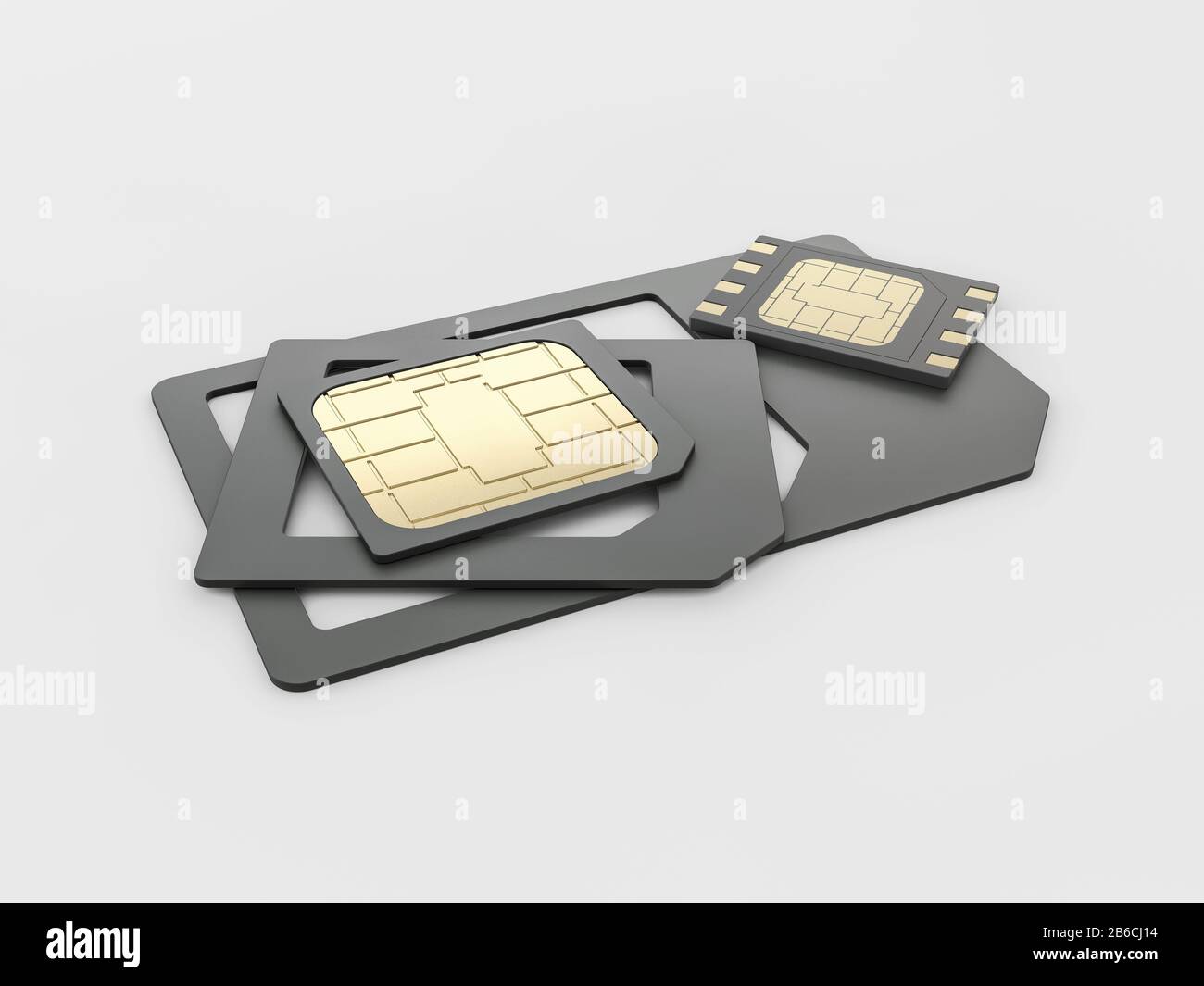 Carte SIM, micro - carte sim, nano - carte sim et jeu de cartes eSim, chemin de découpe inclus. Banque D'Images