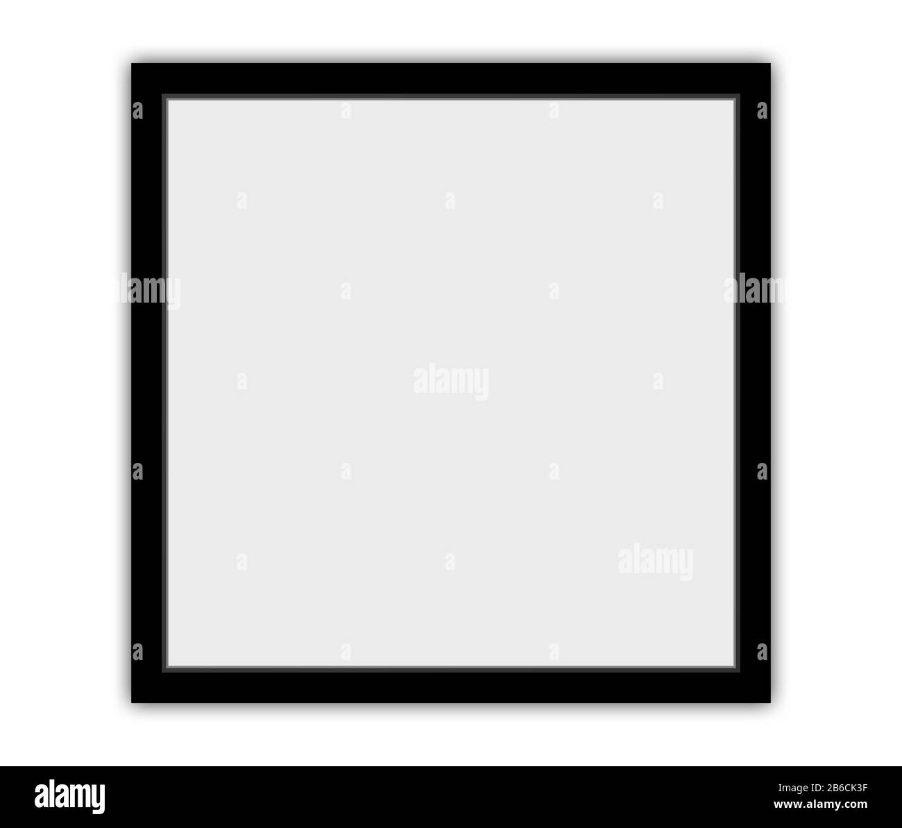 Carré blanc blanc blanc, illustration du cadre sur le mur blanc. Banque D'Images