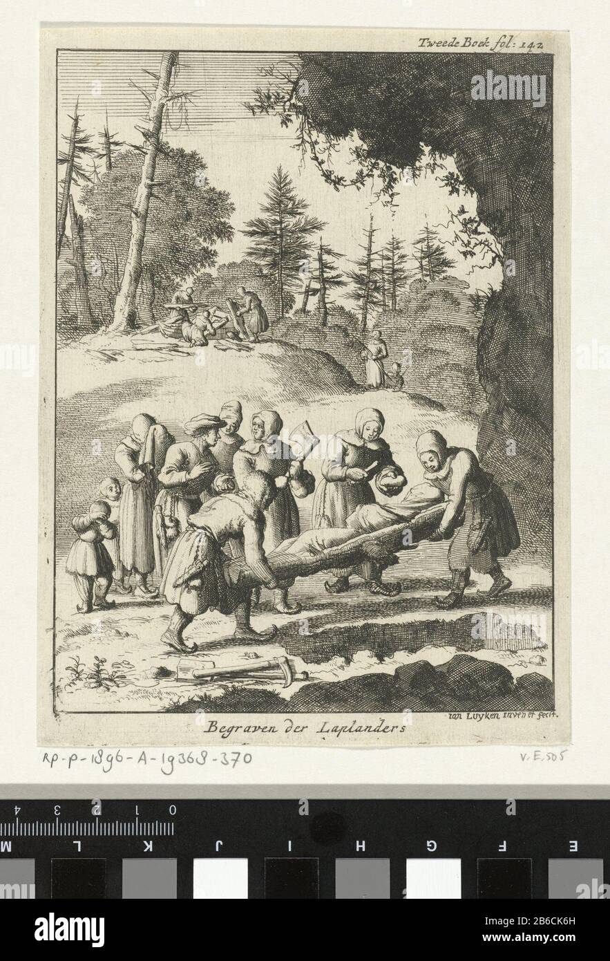 Cérémonie funéraire aux Laplanders Enterrés de Laplanders (titre objet) Prent rechtsboven geemerkt: Tweede Boek fol: 142. Fabricant : protmaker: Jan Luyken (vermeld op object)naar eigen ontwerp van: Jan Luyken (vermeld op object)uitgever: Jan Claesz ten Hoorn (vermeld op object)Plaats fabricación: Amsterdam Dating: 1682 kenmerken physique: ETS Material: Papier Techniek: Etsen Dimensions: Blelicatib 134 mm, Johannes Togenelighen: Banque D'Images
