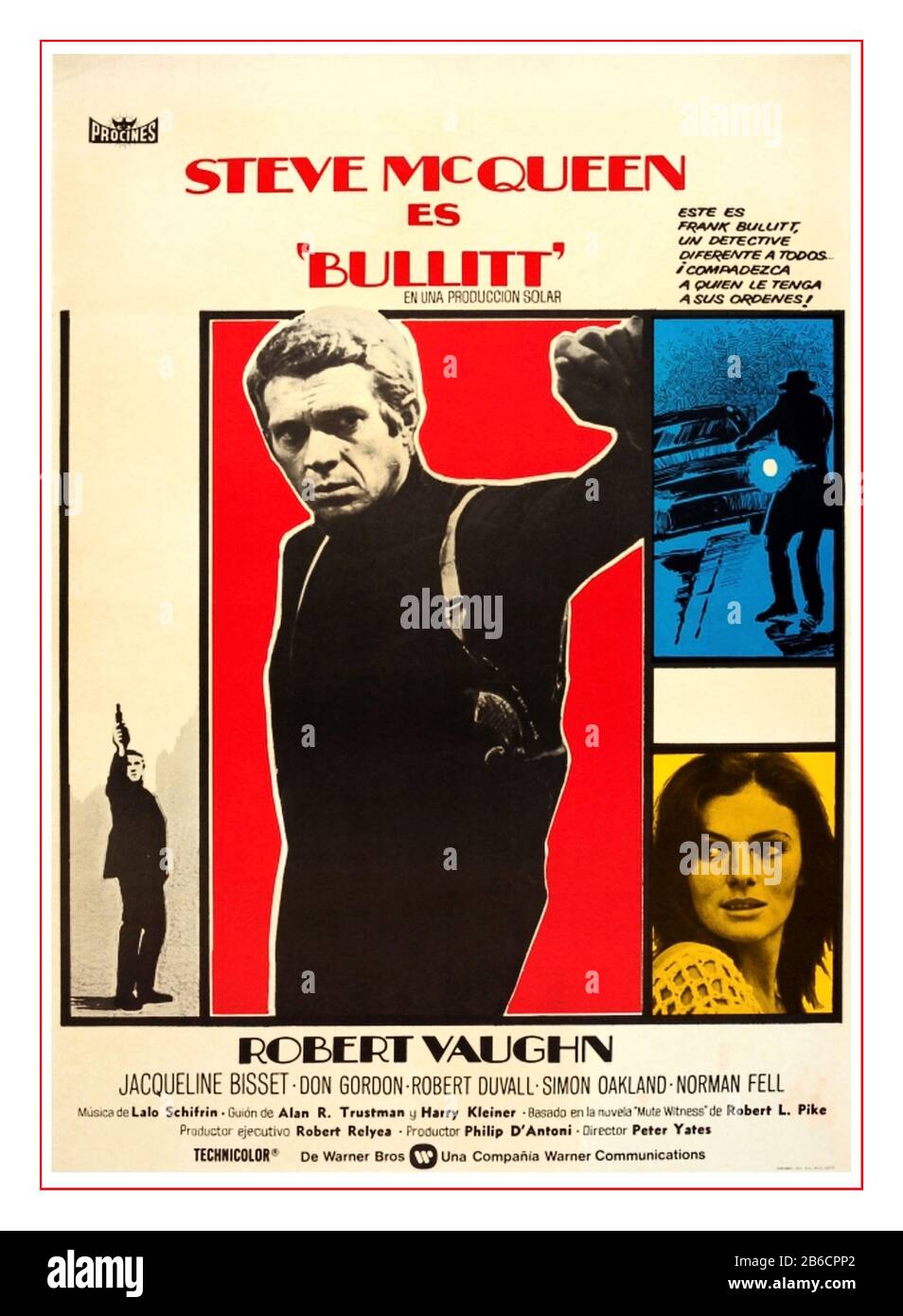 Bullitt Vintage Movie Poster Pour L'Italie 1968 Steve Mcqueen Avec Jacqueline Bissett Robert Vaughn Don Gordon Robert Duvall Simon Oakland Norman Fell Bullitt 1968 Directeur Peter Yates Banque D'Images