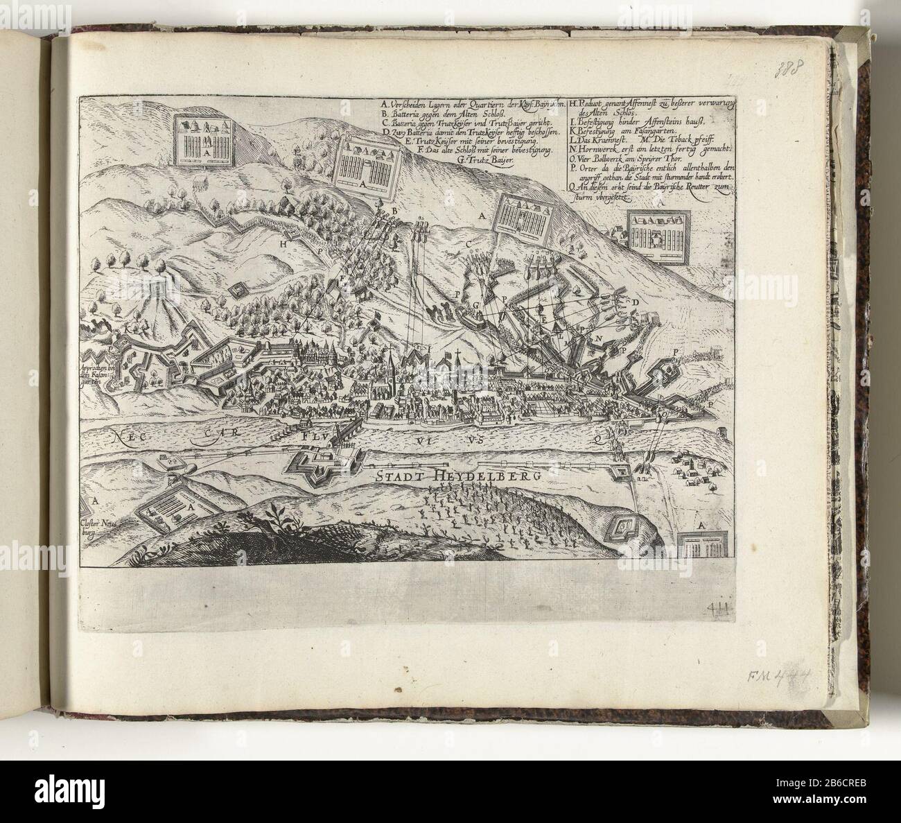 Siège de Heidelberg, 1622 série 11 événements externes divers, 1571-1631 (titre de la série) Siège de Heidelberg par des troupes bavaroises, du 21 juin au 6 septembre 1622. Sans légende au-dessus d'une clé AQ en allemand. En bas à droite numéroté avec le stylo : 411. L'impression fait partie d'un album. Fabricant : print maker: French High Berg (studio) Lieu de fabrication: Cologne Date: 1622 - 1624 Caractéristiques physiques: Matière de gravure: Technique du papier: Dimensions de gravure: Bord de la plaque: H 240 mm × b 300 mm Objet: Siège, guerre de trente Ans de guerre quand: 1622-06-21 - 1622-09-06 Banque D'Images