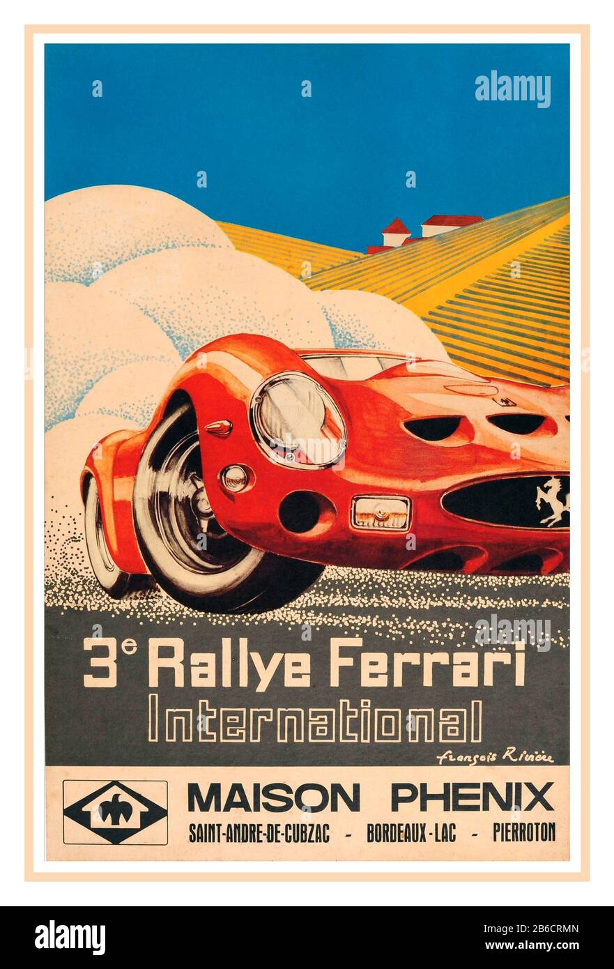 Affiche Rallye Ferrari 18x24 – Art Auto, Course Internationale, Neuve