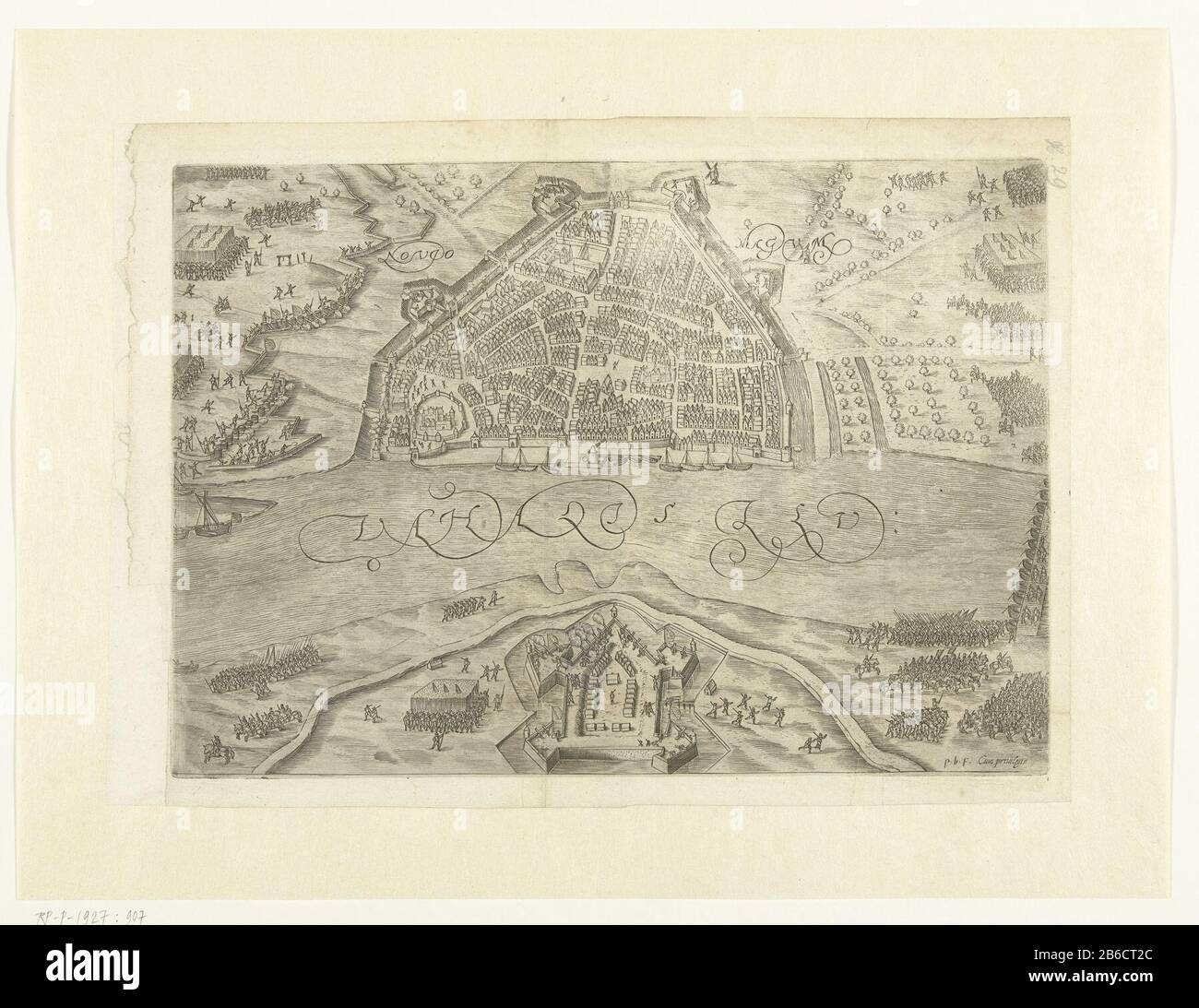 Siège de Nijmegen, 1591 il revenu hors-image construite de tous les victoriens ... que Godt Almachtich ... Les États de Vereenichde Pays-Bas accorde des subventions pour des revenus de porte sage brousse beleyt de hooch-ghebooren Fursts Maurice de Nassau, J.J. Orlers et H. van Haestens, Leiden 1610 Objet : prise de Nimègue Quand : 1591-10-14 - 1591-10-14 Banque D'Images