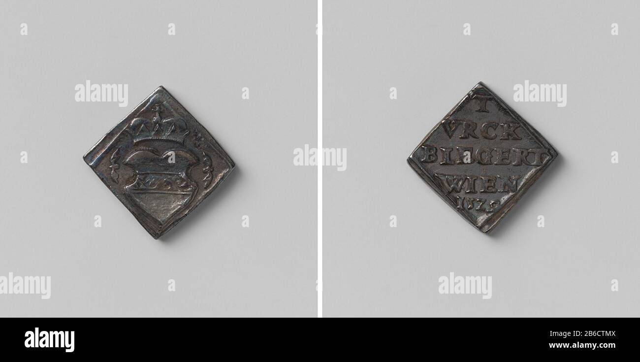 Siège de Vienne par les Turcs ruitvormige nouilles munt. Voorzijde: Gekroond wapenschild tussen puces. Keerzijde: Opschrift Fabricant : anoniem Dating: 1529 matériau: Zilver Techniek: Slaan Dimensions: H 1,6 cm. × b 1,6 cm. × d 0,2 cm. × g 2,81 gr Objet: Oorlog van Turken tegen Heilige Roomse rijkBeleg van Wenen (1529)Wanneer: 1529-09-23 - 1529-09-23 Banque D'Images