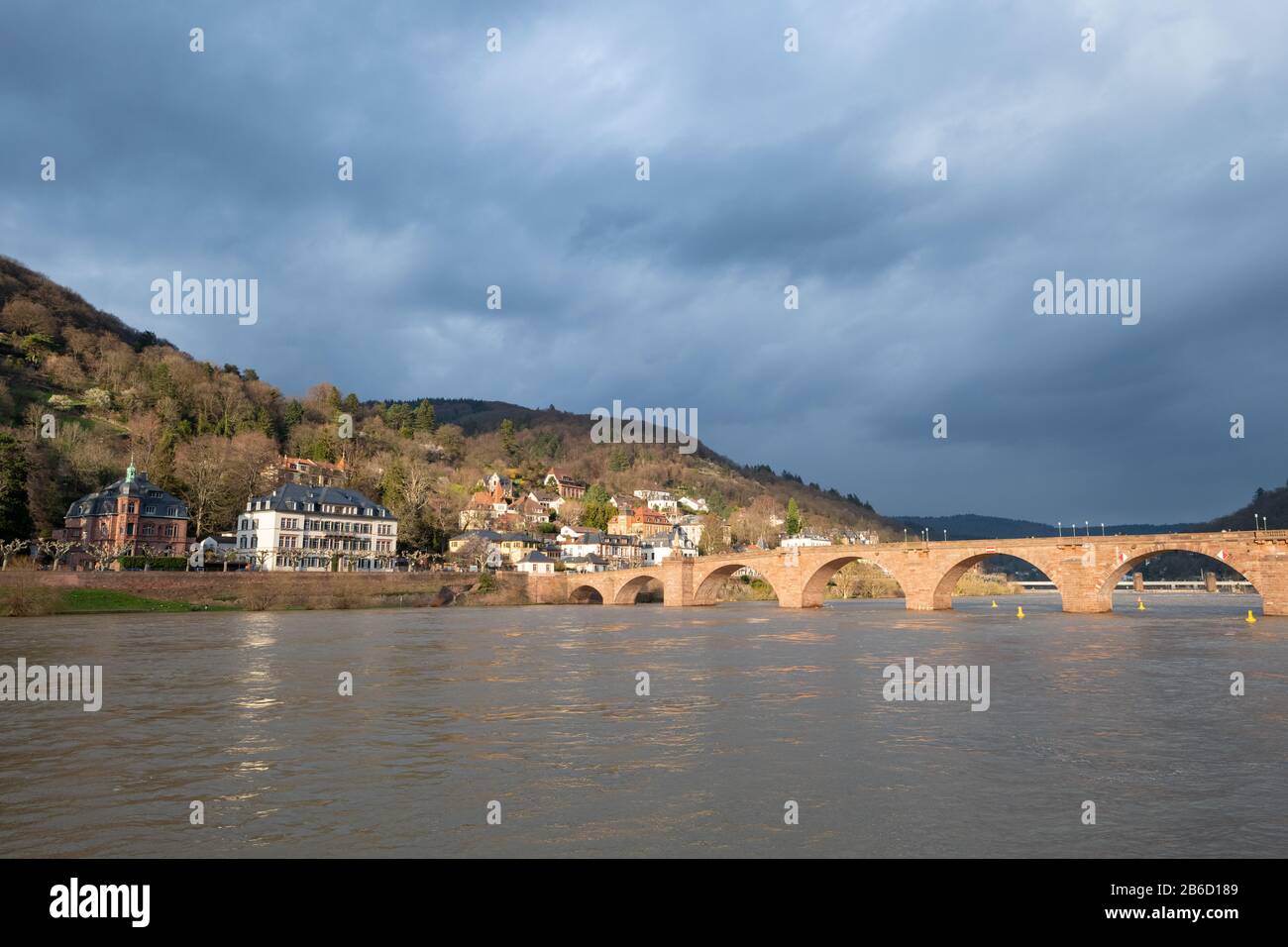 Neuenheim et le vieux pont traversant la rivière Neckar menant à Heidelberg (hors de la photo) sur la rive opposée, en Allemagne Banque D'Images