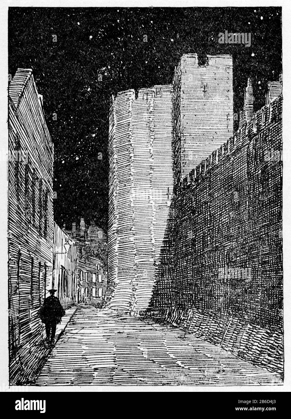 La Tour Beauchamp, Tour De Londres, Londres, C1926. Par Donald Maxwell (1877-1936). La Tour de Londres, officiellement le Palais royal de sa Majesté et la Forteresse de la Tour de Londres, a été fondée vers la fin de 1066 dans le cadre de la conquête normande de l'Angleterre. La tour Beauchamp du XIIIe siècle marque la première utilisation à grande échelle de la brique comme matériau de construction en Grande-Bretagne, depuis le départ des Romains du 5ème siècle. Banque D'Images