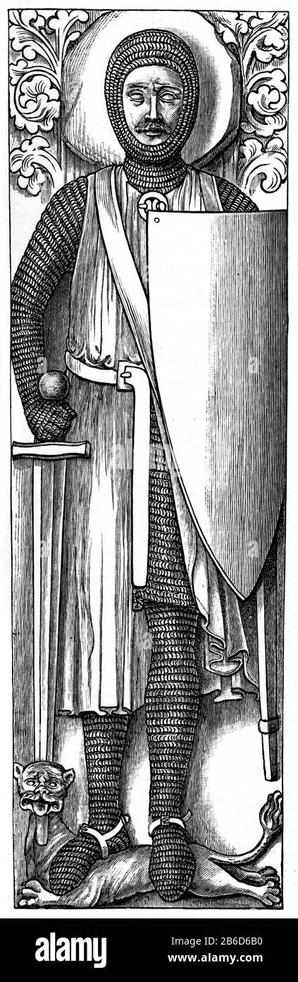 William Marshal, de sa tombe dans l'église du Temple, Londres. William Marshal, premier comte de Pembroke (1146 ou 1147-1219), également connu sous le nom de William le maréchal, soldat anglo-normand et homme d'État. Il a servi cinq rois anglais : Henry II, Henry The Young, Richard I, John, Henry III Il a été investi dans l'ordre des Templiers sur son lit de mort. Il est mort le 14 mai 1219 à Caversham, et a été enterré dans l'église du Temple à Londres, où sa tombe peut encore être vue. Banque D'Images