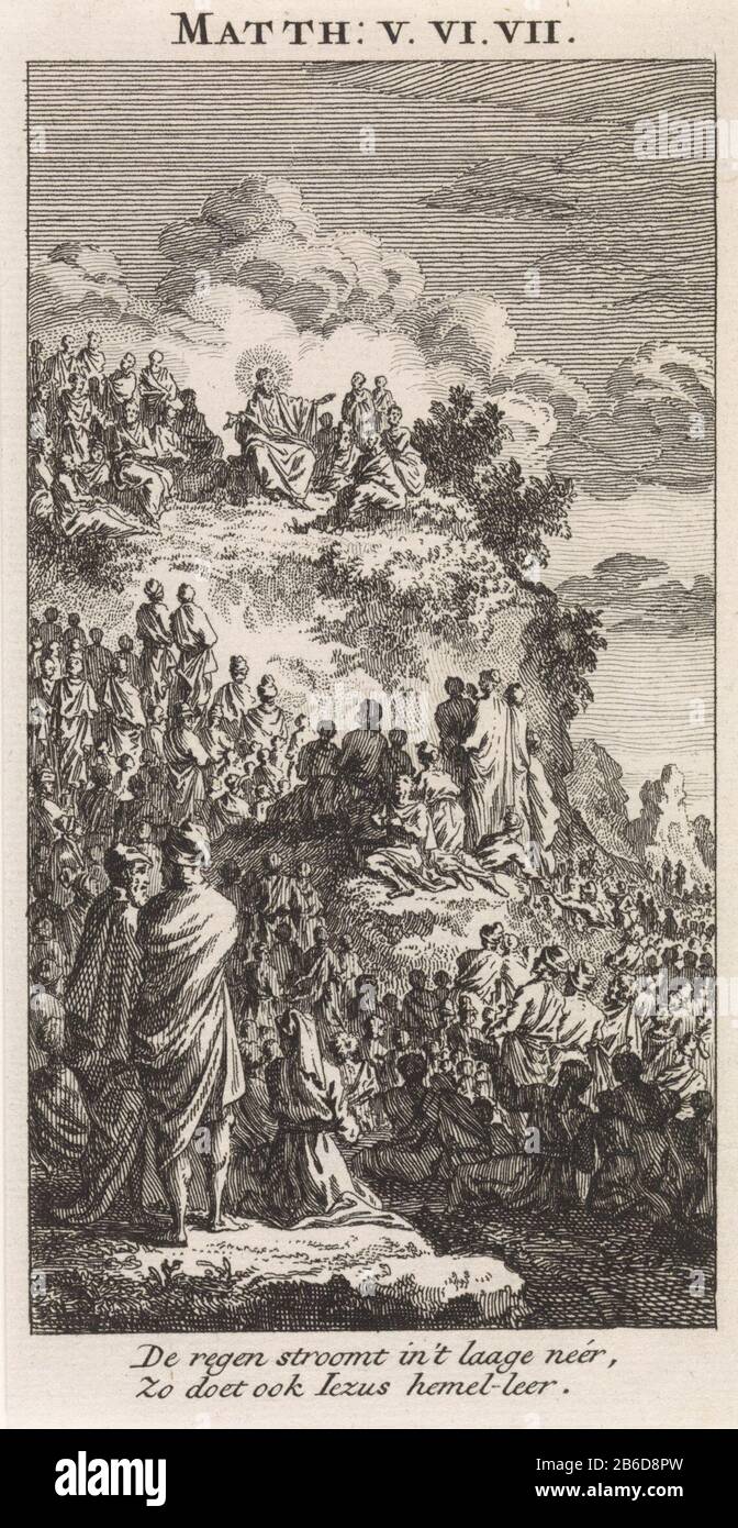 Sermon sur le Mont Sermon Type de bien: Illustration du livre photo Numéro d'article: RP-P-1896-A 19368-2748 Inscriptions / marques: Marque du collectionneur, verso, estampées: Lugt 2228 Fabricant : à imprimer par Jan Luyken Imprimer auteur: Fabrication anonyme: Amsterdam Date: 1712 Caractéristiques physiques : matière de gravure: Papier technique: Dimensions de gravure: Feuille: Feuille: Feuille: Feuille: H 135 mm × W 70 à mmToelichtingKopie pour illustration : Luyken, Jan Bybel impression. Amsterdam: Pieter Arentsz. II (mer.) Et Cornelis Van der sys, 1712, p. 18. Objet : Banque D'Images