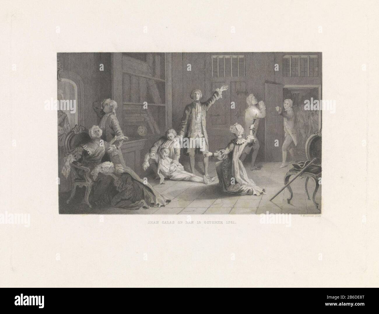 Charges de Jean Calas Jean Calas le 13 octobre 1761 (titre objet) dans la maison du marchand protestant Jean Calas il regrette la famille et la mort de son fils Marc-Antoine. Cela s'était pendu lui-même. A l'extérieur, il y a une foule que Jean Calas accusait d'ha slain son fils parce qu'ils voulaient se convertir au catholicisme romain. Après cette fausse accusation Jean Calas a été arrêté, condamné et exécuté gebracht. Fabricant : printmaker: Frans Molenaar (1821-1886) (bâtiment classé) Lieu de fabrication: Amsterdam Date: 1831 - 1886 Caractéristiques physiques: Matériel de gravure: Technique du papier: ENG Banque D'Images