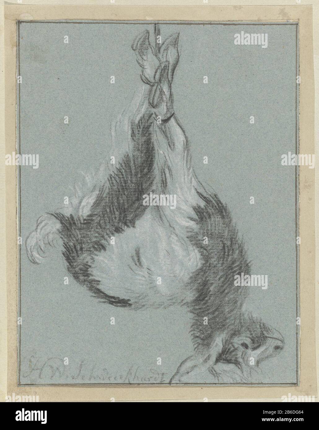 Bestervende goat Bestervende goat type d'objet: Dessin Numéro d'objet: RP-T-1981-296 Inscriptions / marques: Signature recto left, écriture: 'HW Schweickhardt' Fabricant: Artiste Hendrik Willem Schweickhardt (personnellement signé) Lieu de fabrication: Pays-Bas Date: CA. 1756 - ca. 1797 Caractéristiques physiques: Craie noire renforcée avec craie blanche sur papier bleu: Papier craie Dimensions: H 193 mm × W 153 mm Banque D'Images