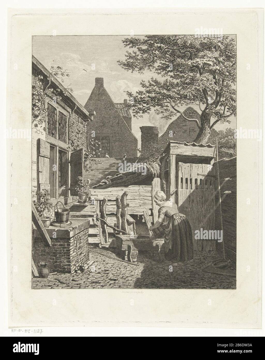 Cour avec une femme remplir avec loft d'animal RP-P-BI-1127 Cour avec une femme remplir avec loft de type d'objet animal: Photo Numéro d'article: RP-P-BI 1127 Inscriptions / marques: Marque de collecteur, arrière centre inférieur, estampillé: Lugt 2228 Fabricant : Printmaker John Alexander Rudolf Best (inscrit sur l'objet) à peindre par: John Alexander Rudolf Best (indiqué sur l'objet) Lieu de fabrication: Amsterdam Date: 1807 - 1855 Caractéristiques physiques: Matière de gravure: Technique du papier: Dimensions de gravure: Bord de la plaque: H 242 mm × W 193 mm Objet: façade ou cour intérieure gi eau , feedin Banque D'Images