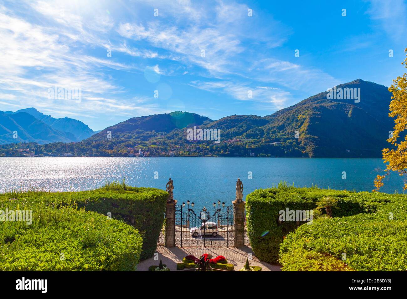 La porte de la Villa Carlotta sur le lac de Côme, Trémezzo, Lombardie, Italie Banque D'Images