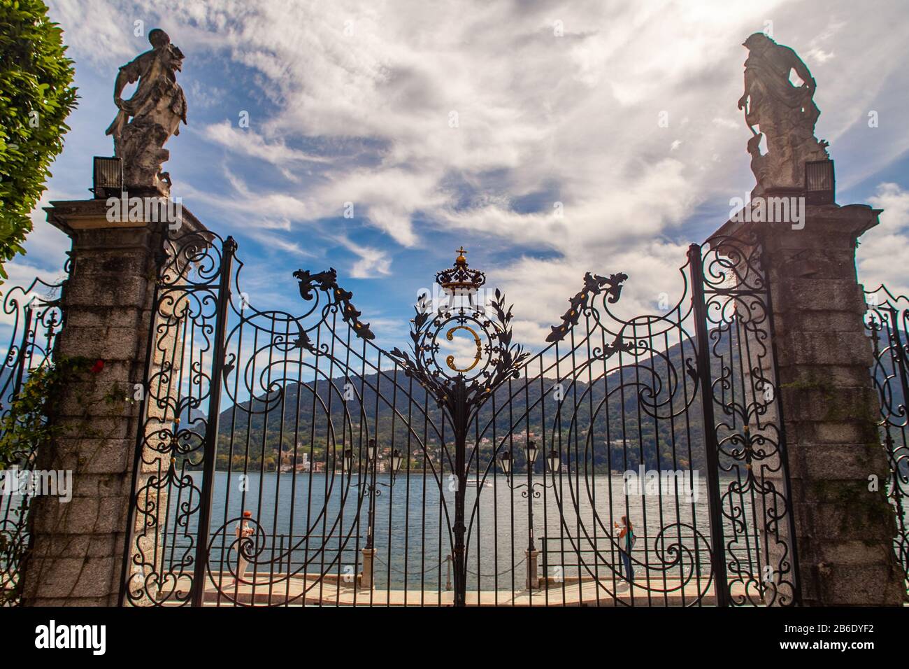 La porte de la Villa Carlotta sur le lac de Côme, Trémezzo, Lombardie, Italie Banque D'Images