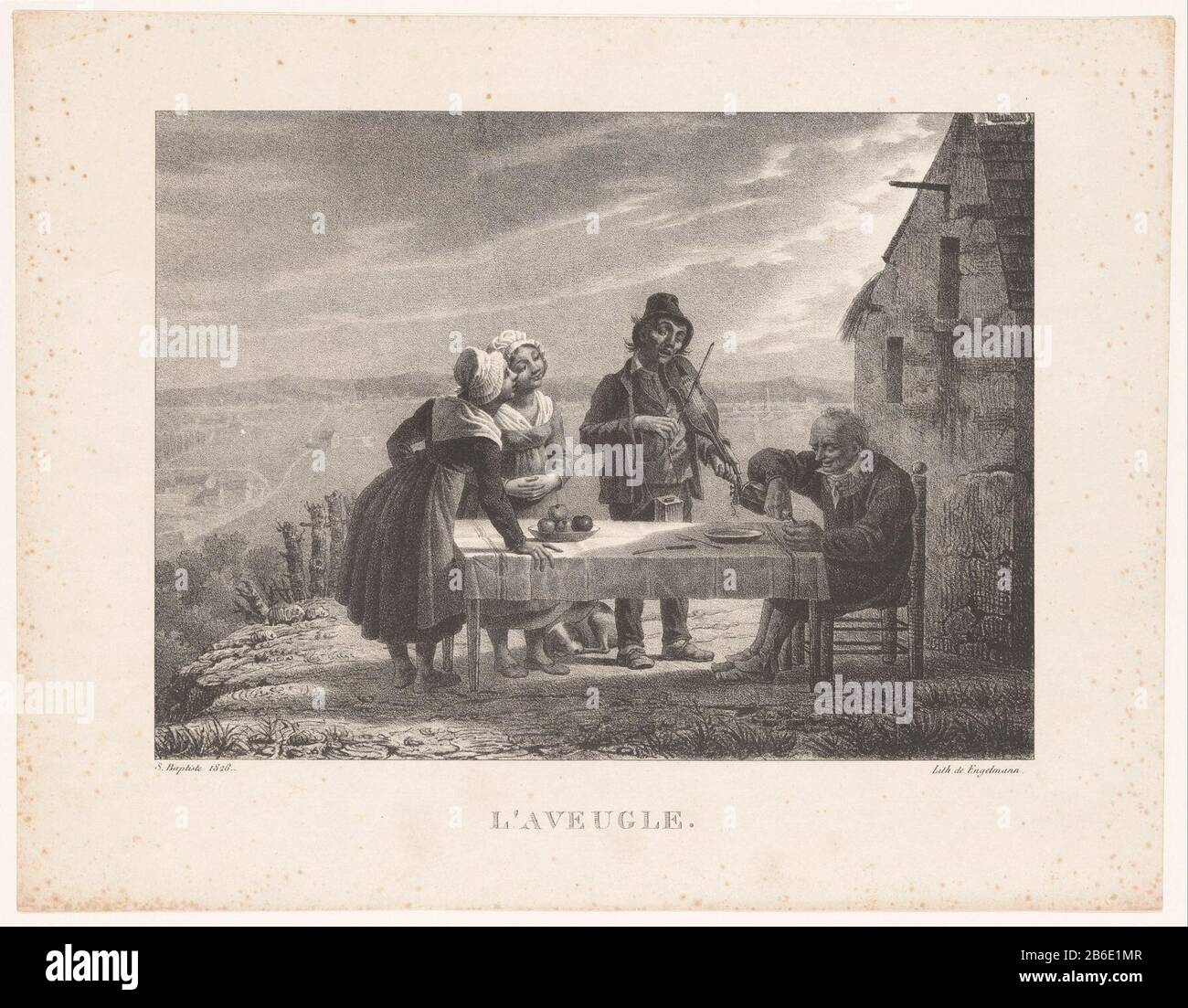 Violoniste aveugle joue un homme et deux femmes l'aveugle (titre) Artistes et mendiants (titre de la série) violoniste aveugle joue un mari et deux vrouwenl'aveugle (titre de la série) Artistes et mendiants (titre de la série) Type de propriété: Photo Numéro de l'article: RP-P-1934-378Catalogentie: IAE 13 Inscriptions / marques: Lugt 2228a Fabricant : printmaker Martin Sylvestre Baptiste (bâtiment classé) imprimante: Gottfried Engelmann (propriété cotée) Lieu de fabrication: Paris Date: 1826 matériau: Technique du papier: Lithographie de craie dimensions: Feuille: H 259 mm × W 333 mm Objet: Banque D'Images