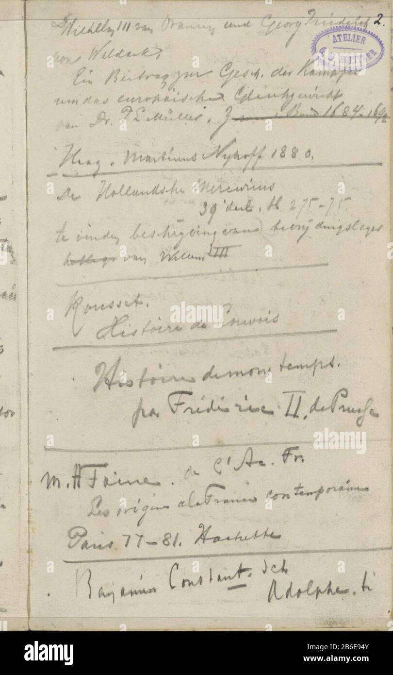 Boektitels Journal 2 recto d'un croquis avec 16 bladen. Fabricant : écrivain: George Hendrik Breitner lieu de fabrication: La Haye Date: 1880 et / ou 1880 - 1882 Caractéristiques physiques: Crayon: Papier et crayon Banque D'Images