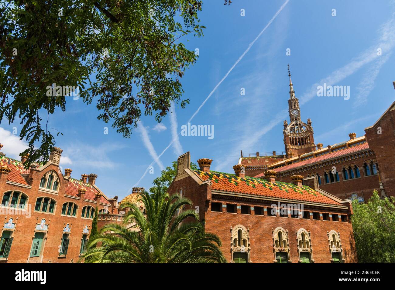 Complexe de bâtiments de l'hôpital Sant Pau, architecture moderniste, à Barcelone. Banque D'Images