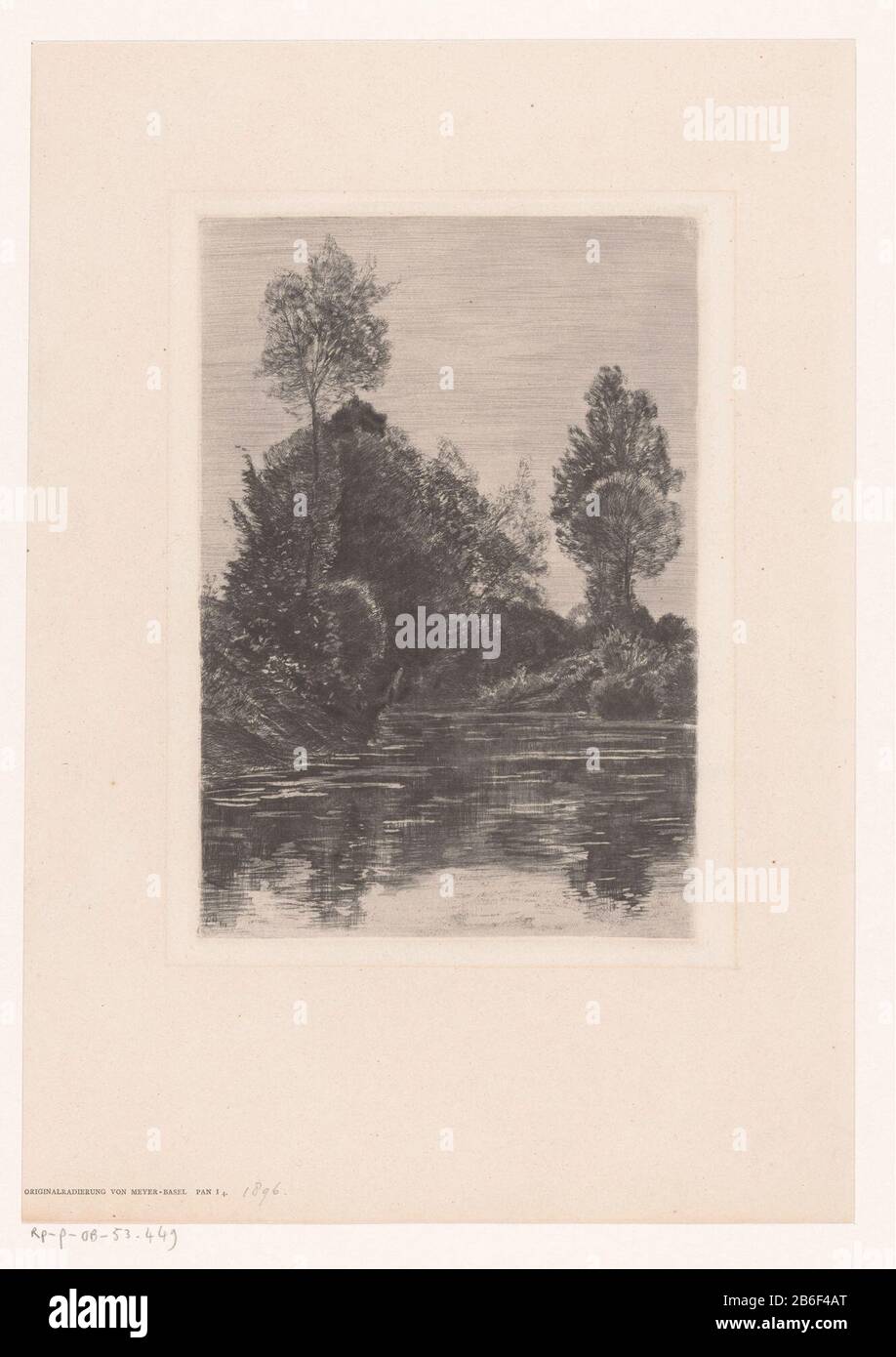 Bosrivier Bosrivier Type d'objet : photo Numéro d'article: RP-P-OB-53.449 Inscriptions / marques: Marque du collectionneur, verso, estampillé: Lugt 2228tekst, recto Lower left, imprimé: 'Originalradierung von Meyer Basel pan I 4.' Fabricant : machine à imprimer: Carl Theodoor Meyer (indiqué sur l'objet) Date: 1870 - 1932 technique: Mesures de papier sec: Bord de la plaque: H 235 mm × W 172 mm Objet: Paysages avec eau, capes d'eau, assapes (dans la zone tempérée) Banque D'Images