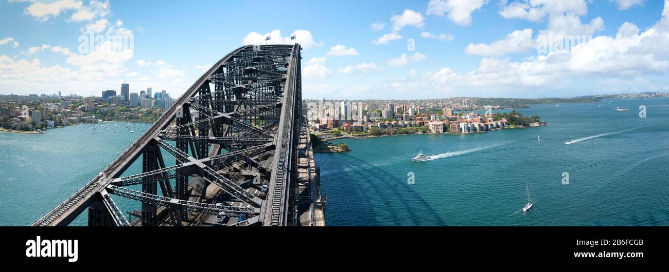 Sydney depuis le haut du pylon d'observation du Sydney Harbour Bridge, Nouvelle-Galles du Sud, Australie Banque D'Images