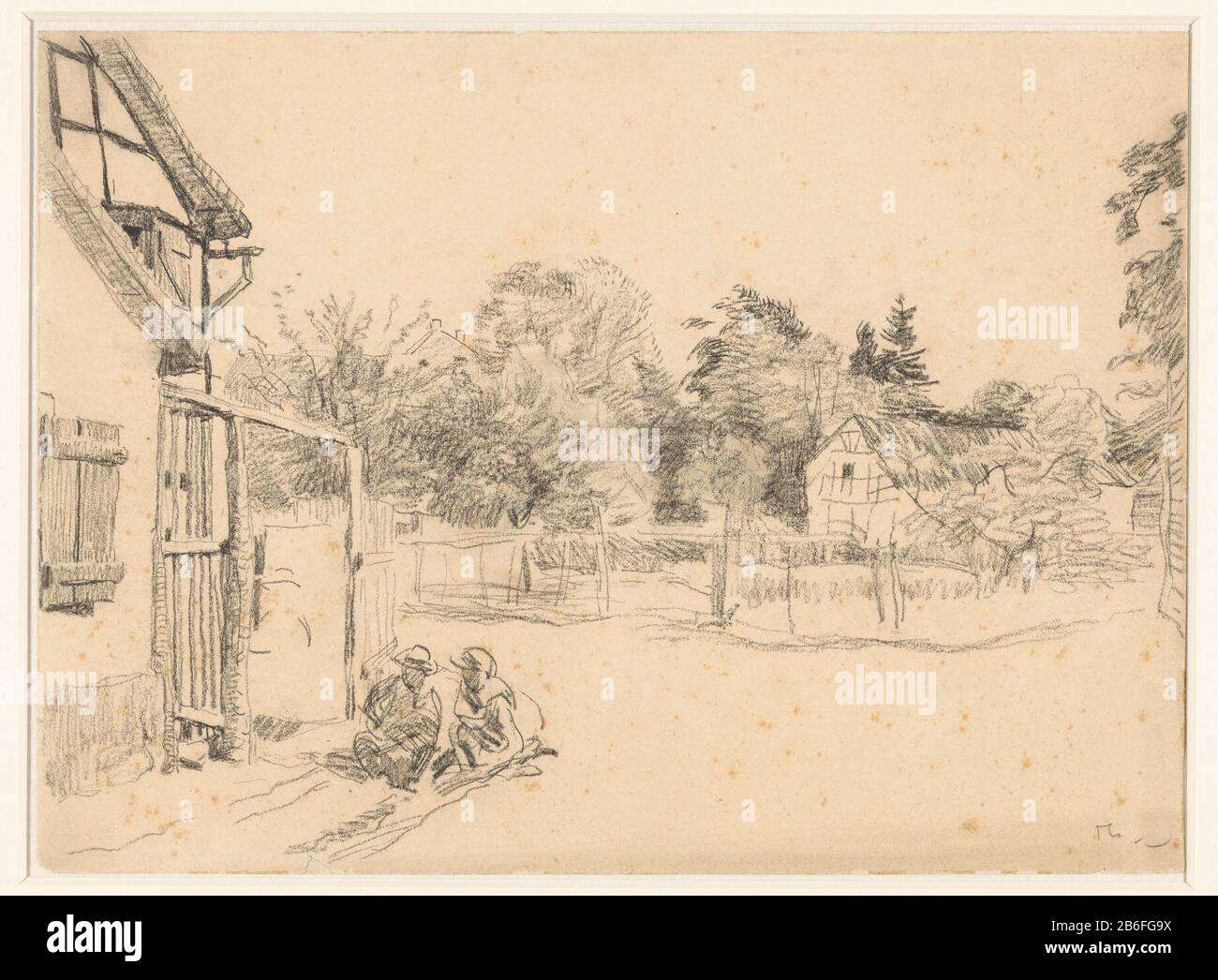Maisons Pays Maisons Type de bien: Dessin Numéro d'objet: RP-T 1932-21 Fabricant : artiste Willem Bastiaan Tholen Date: 1870 - 1931 Caractéristiques physiques: Matière de craie noire: Craie de papier Dimensions: H 225 mm × W 309 mm Banque D'Images