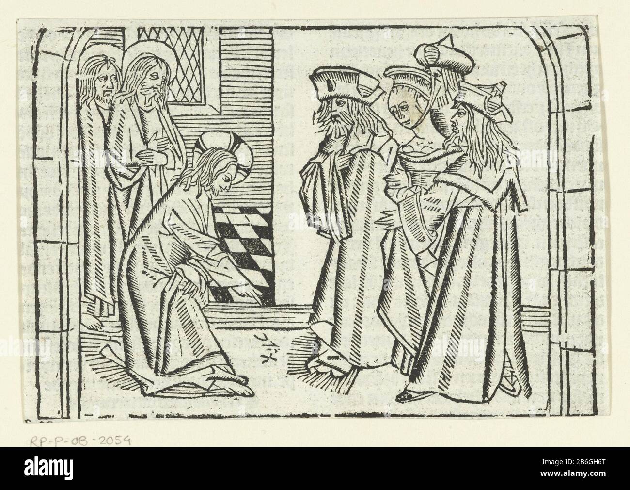 Christ et l'adultéess Christ écrit avec le plancher de doigt. Deux disciples à côté de lui. Trois Pharisiens gardent l'adultérisme vaste. Fabricant inconnu Maître de Delft (attribué à) inconnu: Maître Delbecq-Schreiber-Passion (attribué à) inconnu: Maître de la Virgo inter Virginie (attribué à) Lieu de fabrication: Pays-Bas Date: 1480 - 1500 et / ou 1503 Caractéristiques physiques: Bois matériau du bloc: Papier technique: Bois dimensions du bloc: Image: H 98 mm × W 142 mmfeuille de ToelichtingEén 113 de Saxonia Ludolph, nous es dleué de l'amour MM. ihesu christianson. Traduction anonyme en néerlandais Banque D'Images