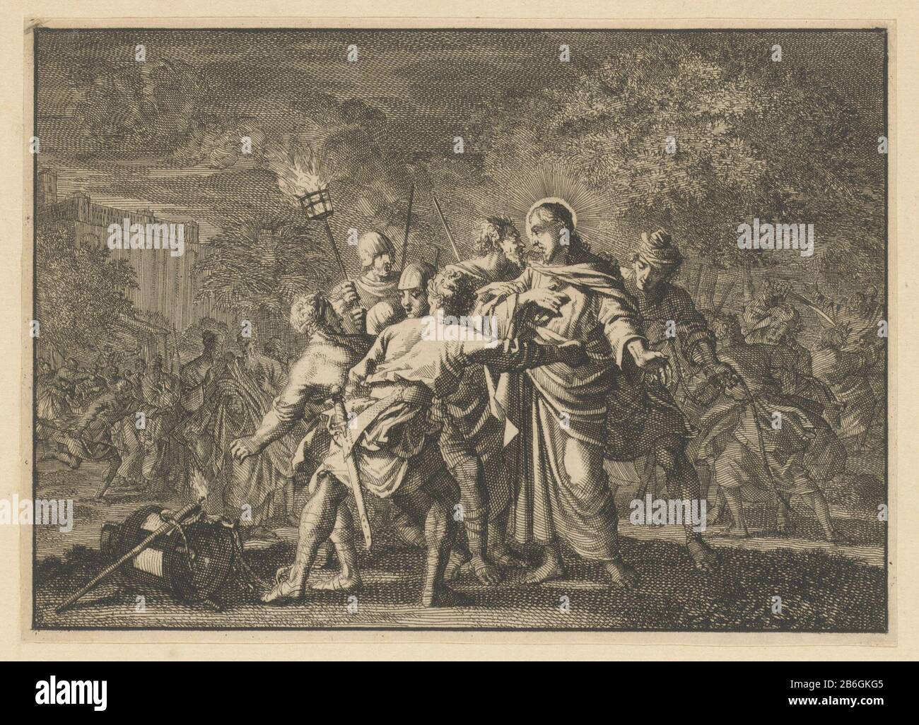 Christ emprisonné Christ a capturé le type d'objet: Photo Numéro d'article: RP-P-OB-46.184 Fabricant: Printmaker Jan Luyken Date: 1659 - 1712 Caractéristiques physiques: Gravure: Technique du papier: Gravure Banque D'Images