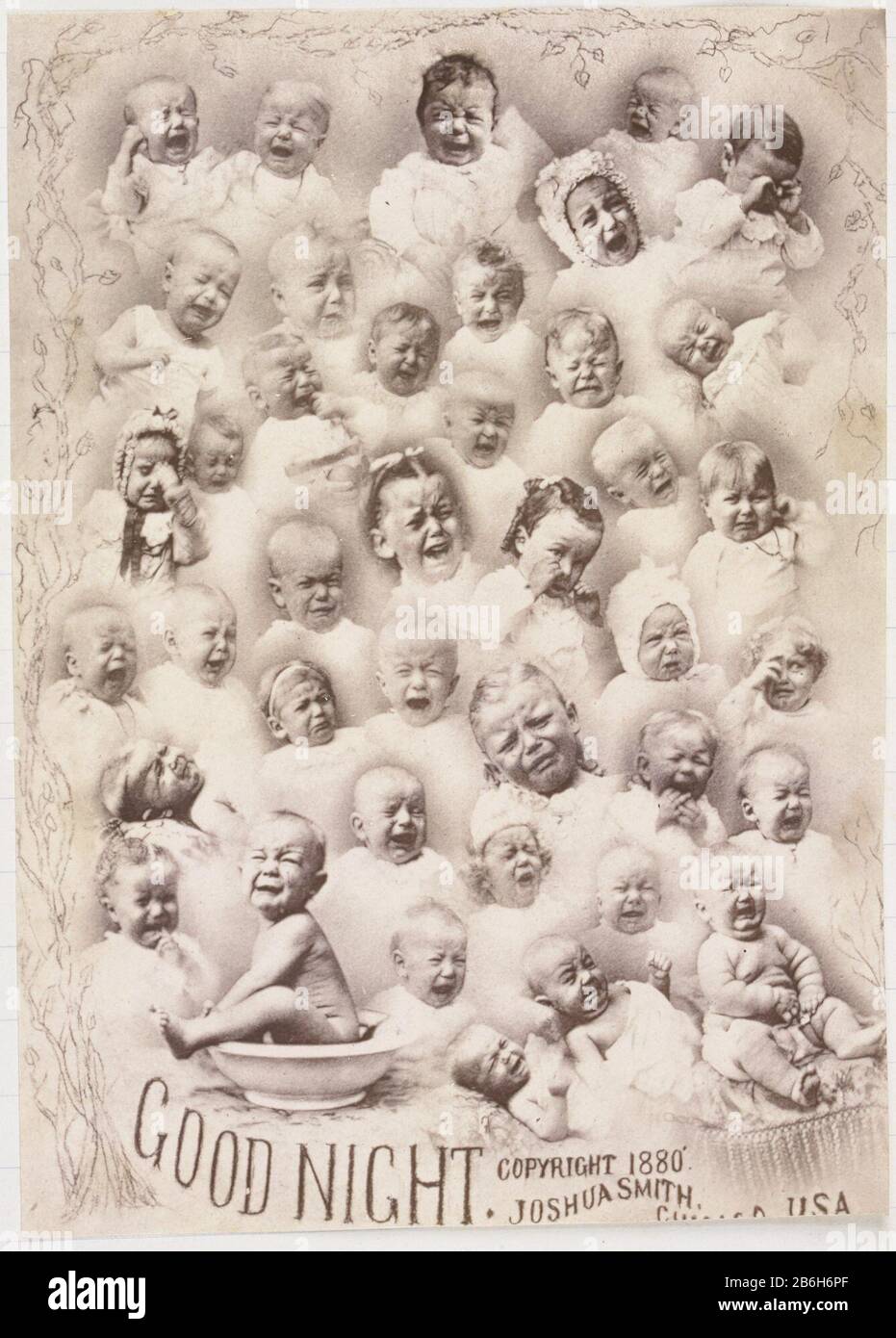 Composition Portrait de bébés pleurant Bonne nuit (objet titre) composition Portrait de bébé pleurant bonne nuit (objet titre) Type de bien: Photo album feuille Numéro d'article: RP-F 2001-4-16 Inscriptions / marques: Inscription, recto, imprimé: ' Banque D'Images