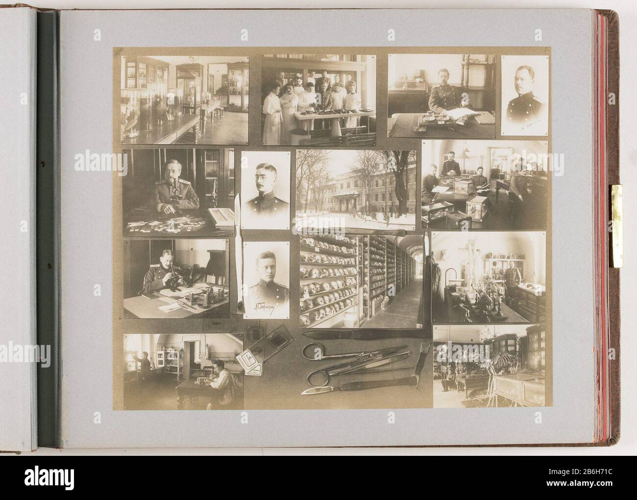 Composition de 14 photos et branches séchées et instruments et objets médicaux Compositie van 14 foto's en gedroogde takken en medische instrumentine en voorwerpen Type d'objet : foto Objectnummer: RP-F-2003-3-5 Fabricant : fotograaf: V. Sabel'skijPlaats fabricación: Rusland: Physical 1913 kenmerken Fäuk: Foto: Fotskuk: Päuk Material: h 234 mm × b 287 mm Banque D'Images