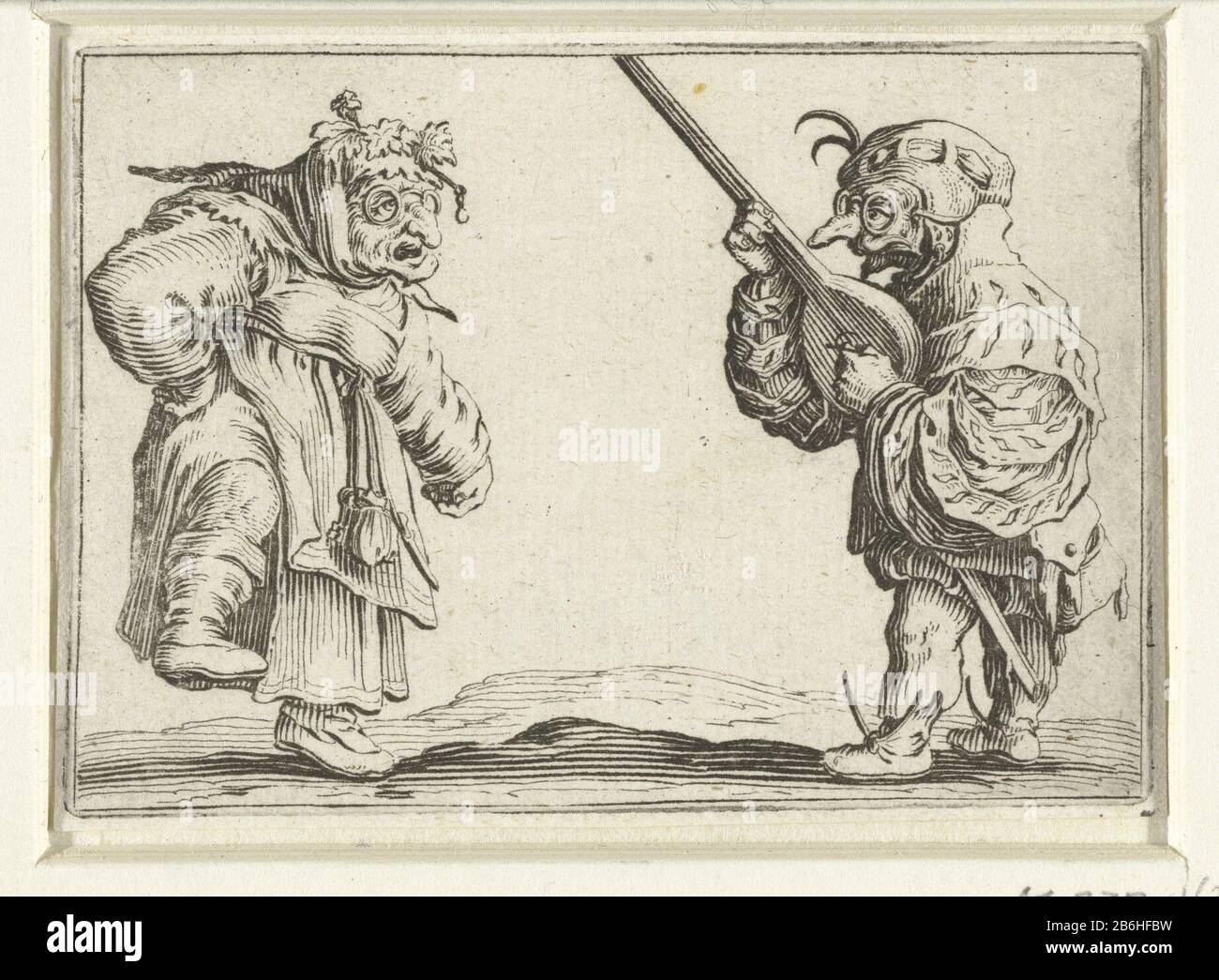 Danse du luth nain et nain jouant Capricci di varie Figure di Jacopo Callot (titre de la série) Divers personnages et représentations (titre de la série) Deux nains opposés; la gauche (une femme) danse, le juge (un homme) joue un luth. Cette impression fait partie d'une série de 48 tirages (50 inclus Page de titre et dedicatieblad) avec divers Sujets (entre hommes et femmes dans différentes poses, paysages, bâtiments et festivités à Florence). Peut-être que ces tirages ont été conçus comme tekenvoorbeelden. Fabricant : printmaker Jacques Callotnaar propre design: Jacques CallotPlaats fabrication: Nancy Date: 1621 physique f Banque D'Images