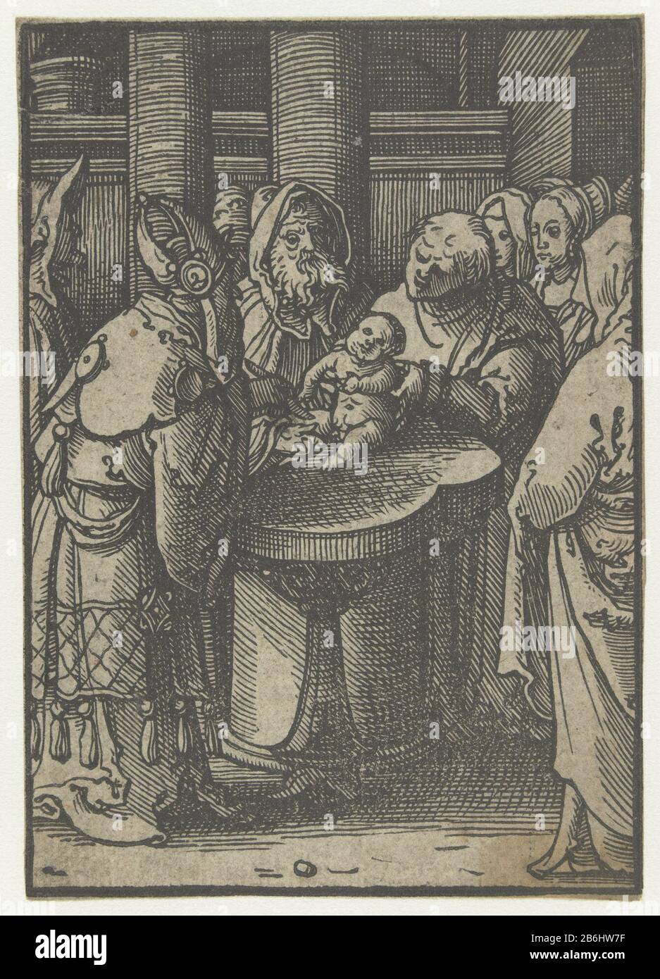 Circoncision du Christ Passion Stupide (titre de la série) Le Christ enfant, assis sur un autel, par un prêtre assineden. Fabricant : Print Maker: Lucas de Leyden (attribué à) Lieu de fabrication: Les Pays-Bas Date: 1518 - 1522 Caractéristiques physiques: Bois matériau du bloc: Technique du papier: Dimensions du bloc de bois: Feuille: H 111 mm × b 78 mmToeliechtingHoutsnede utilisé comme illustration Ici commence dans un scoone passye stupide ... à LXXX fighuren Far, publié par Doen Pietersz. Amsterdam, Où: Apparemment après 1526. Objet: Circoncision du Christ-enfant par les prêtres dans le temple (Luc 2:21) Banque D'Images