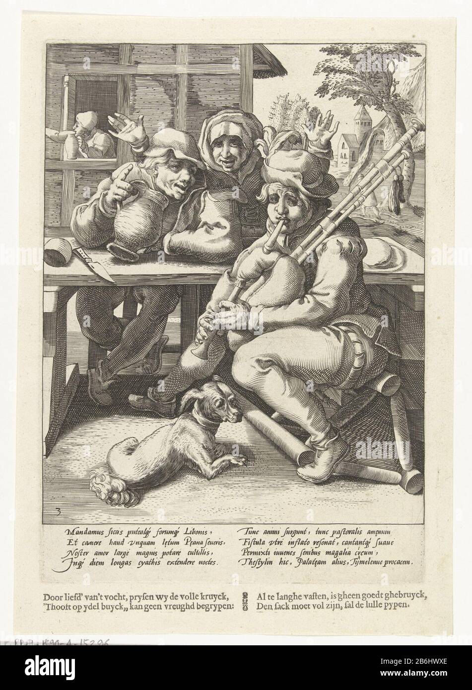 Le bagpipe n'a pas de son, puis il est plein du buveur et le piper Proverbes Karel van Mander (titre de série) un piper et un ivard s'assoient ensemble. Derrière la table, une femme a levé les mains. Le piper assis sur une chaise tombée, assis à côté de lui un chien. Parmi les spectacles, un verset latin explicatif Franco Estius et des Néerlandais. Fabricant : printmaker: Hendrick Goltzius (attribué au studio), conçu par Karel van Mander (i) auteur: Franco EstiusPlaats fabriquent Haarlem Dating: 1590 - 1594 Caractéristiques physiques: Engrala et le matériel d'impression de texte: Technique du papier: Engraa (processus d'impression) / impression Banque D'Images