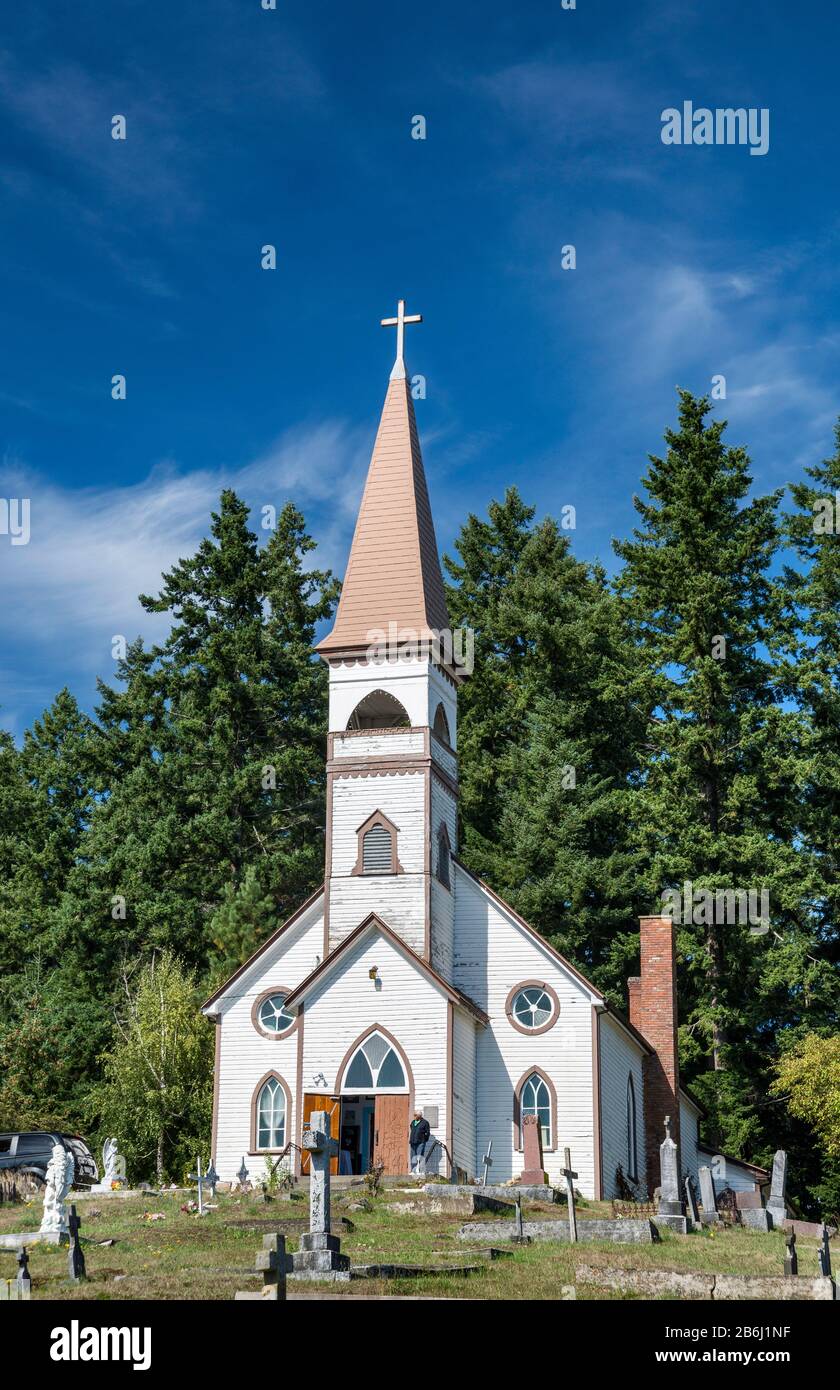 Église Catholique Saint Ann, Cimetière, Près De Duncan, Cowichan Valley, Île De Vancouver, Colombie-Britannique, Canada Banque D'Images